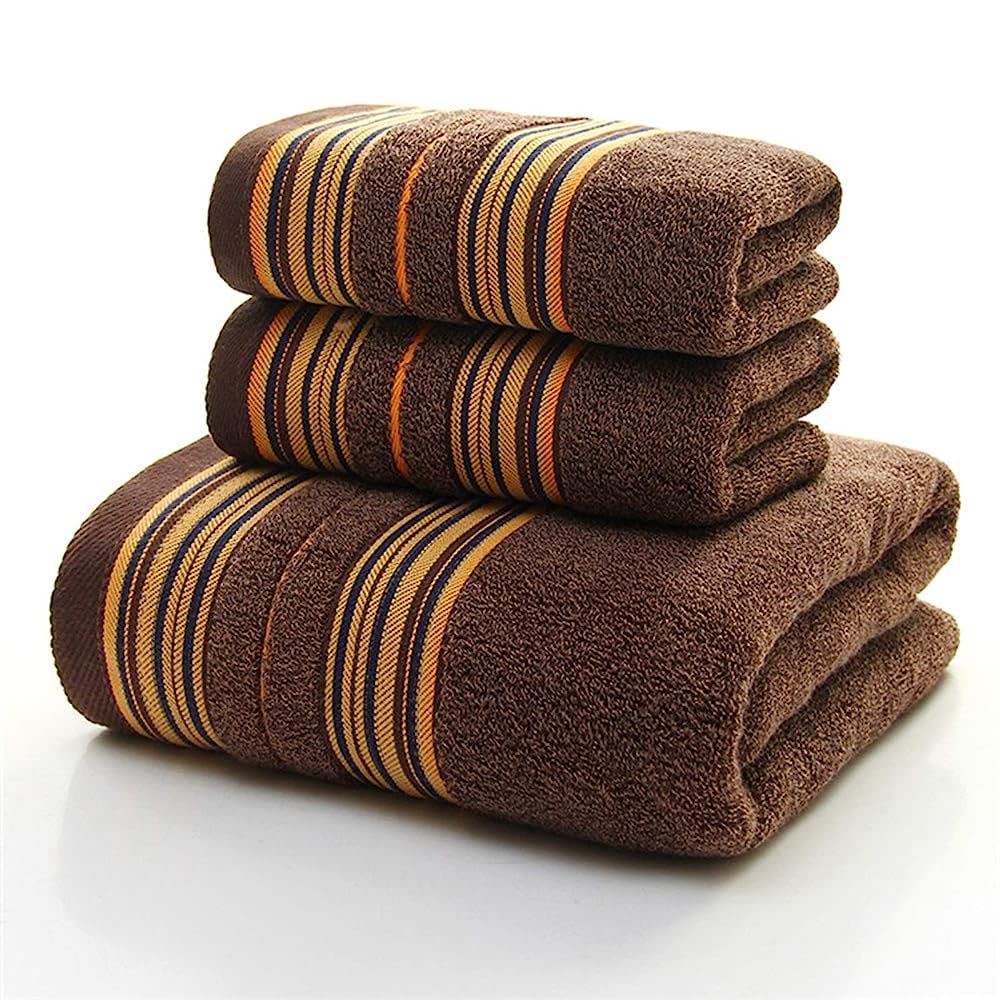 Toallas de Algodón TILEZE Súper Absorbentes con Relieve de Rayas de Baño y Cara