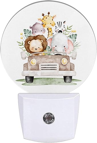 Luz nocturna de animales de safari, lindo león elefante y jirafa, luces nocturnas enchufables a la pared para cocina, inodoros, dormitorio, luz