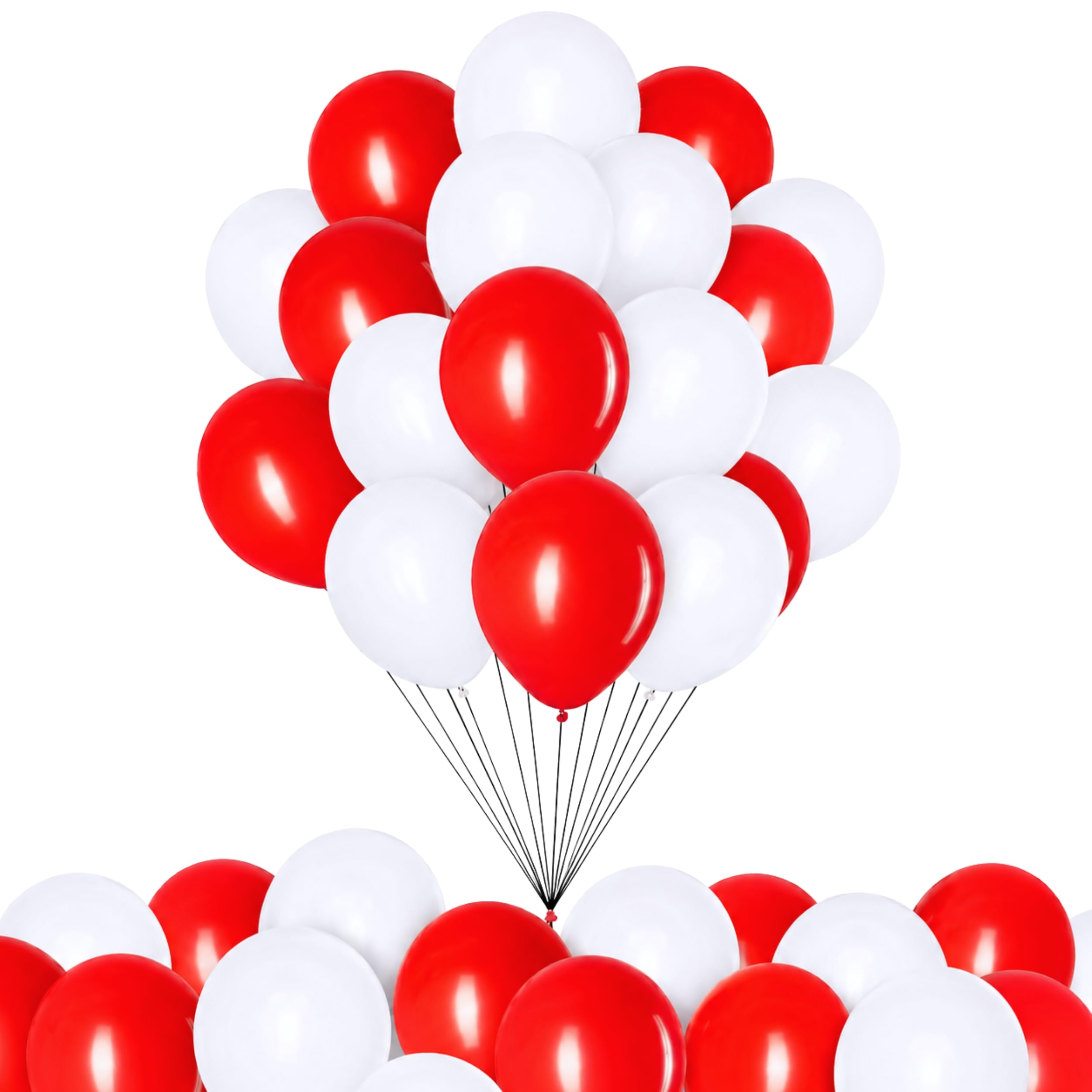 50Pcs Red and White England Theme Balloons 12 Inch for FIFA 2026 World Cup – Latex Football Party Decorations for Sports Events, Fan Celebrations and Street Parties