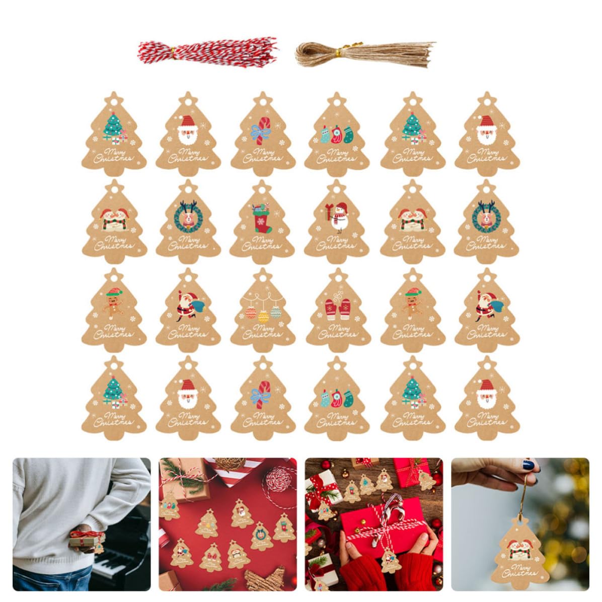 BESPORTBLE 8 Sets Weihnachtspapieranhänger Satz mit Botschaft für | Kartonmaterial, Kreative Ausführung, Karneval und Zuhause, Robust Verarbeitet