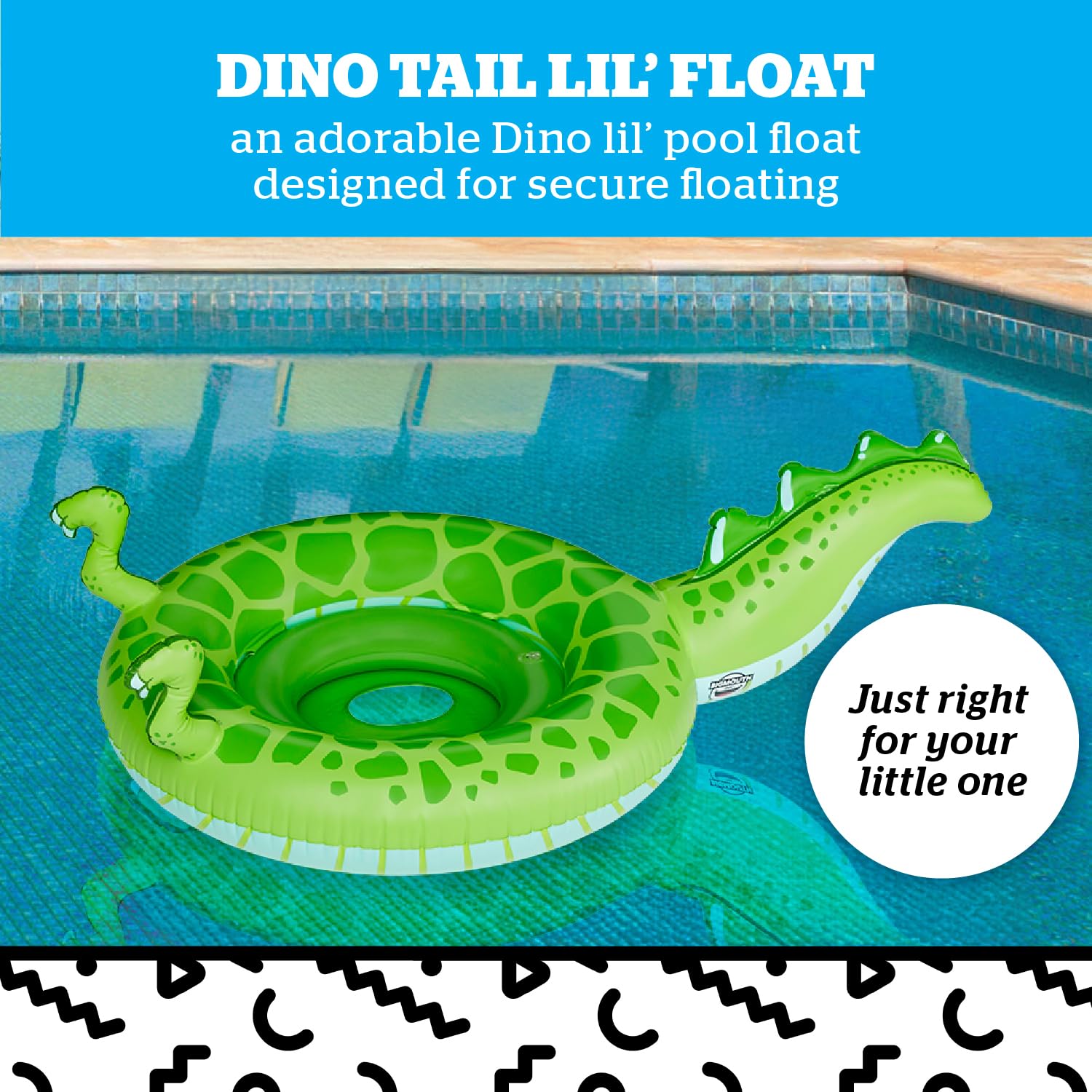 BigMouth Inc Lil’ Water Float - Pool Floaties for Infants Babies & Kids Ages 1-3, Perfect for Beginner Swimmers, Easy to Inflate and Durable - Dino