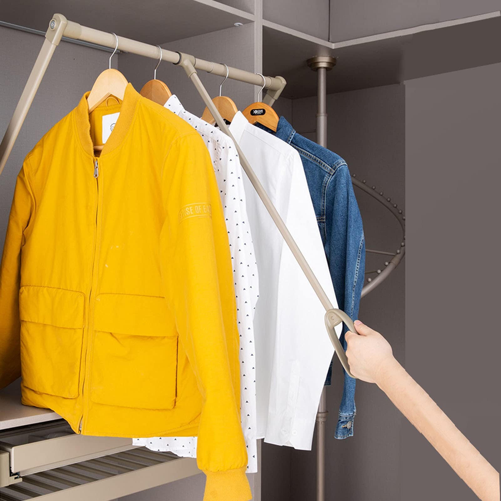 HTTGDGDH Adjustable Closet Lifting Hanger Drying Rack, Space-Saving Pull-Down Coat Rack, Aluminum Wardrobe Rail, Soft Reset Design, Fits 510-650Mm, Ideal For Home Organization,A-650-850mm