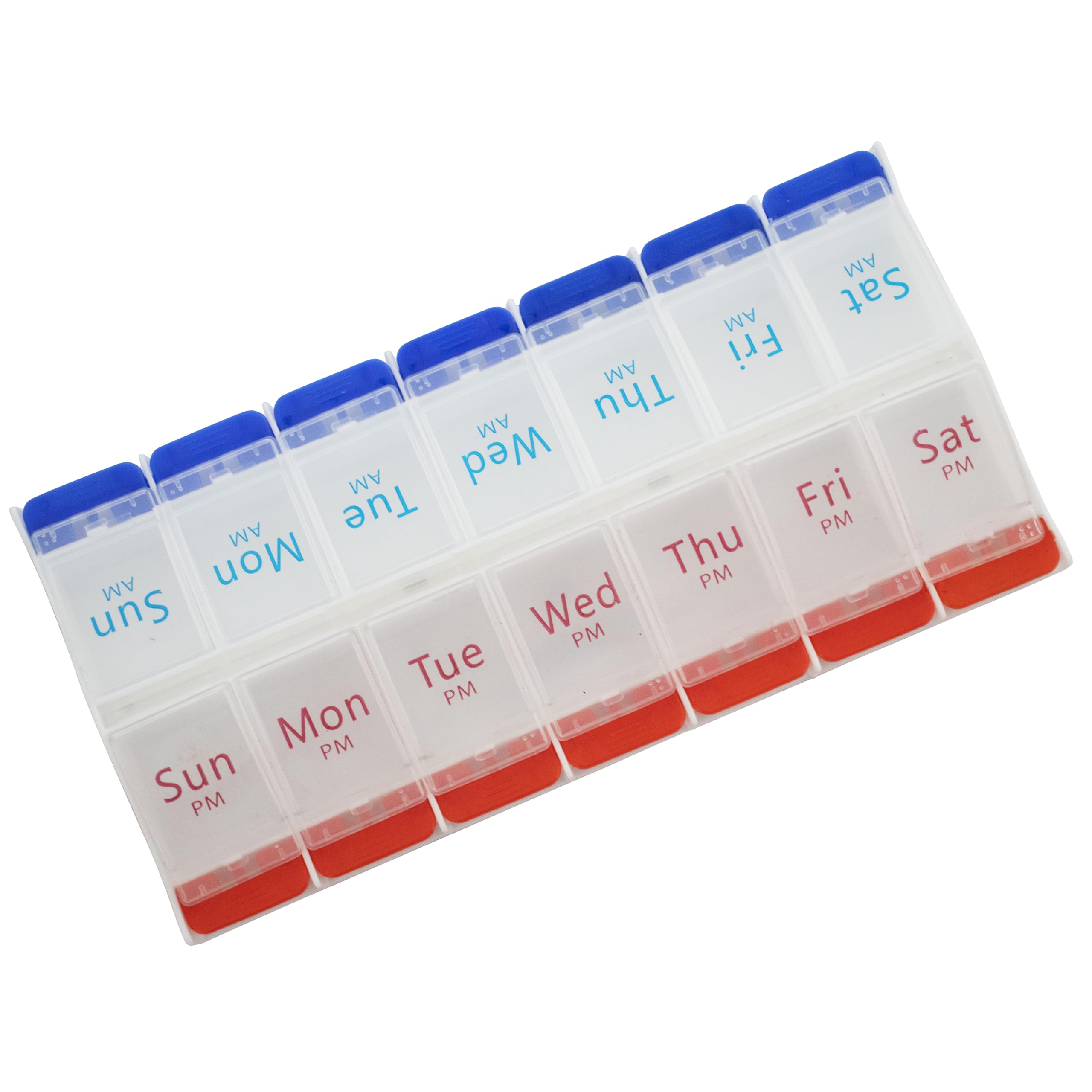 Healthshine AM/PM Pill Planner/Organizer for 7 days 2 times with Braille, Large Box with Locks, Moisture Proof, See Through Lid |Weekly Medication with Food-Grade & BPA Free Material