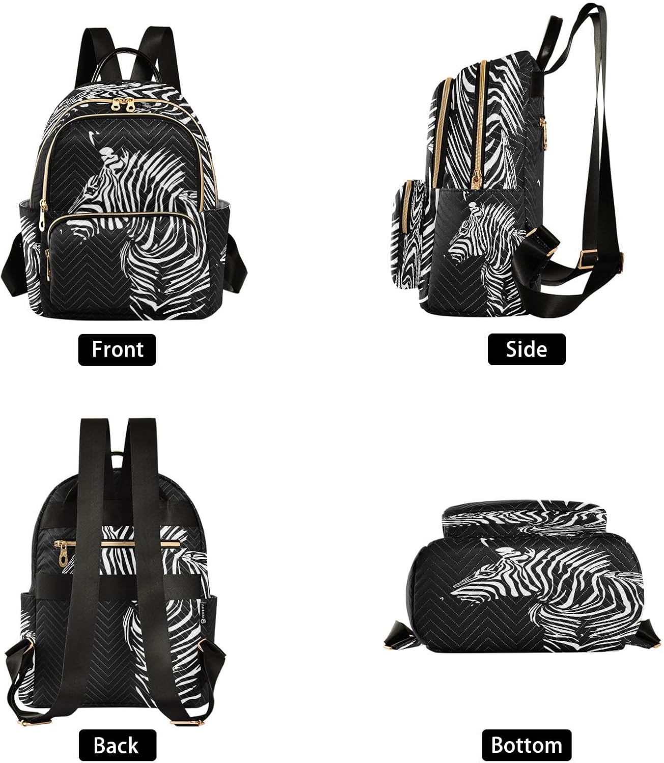 senya Fashion Backpack Mini Backpack Purse Casual Daily Backpack Black Zebra for Travel for College Work, Small