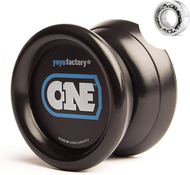 YoyoFactory ONE Yo-Yo - Black (modern spinning yoyo, beginner to pro, 2 different level ball-bearings included, comes with string)