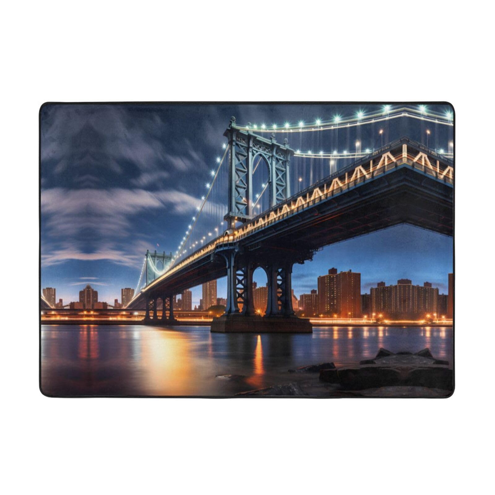 Tapis de sol grand format Manhattan Bridge BROLEO doux pour couloir