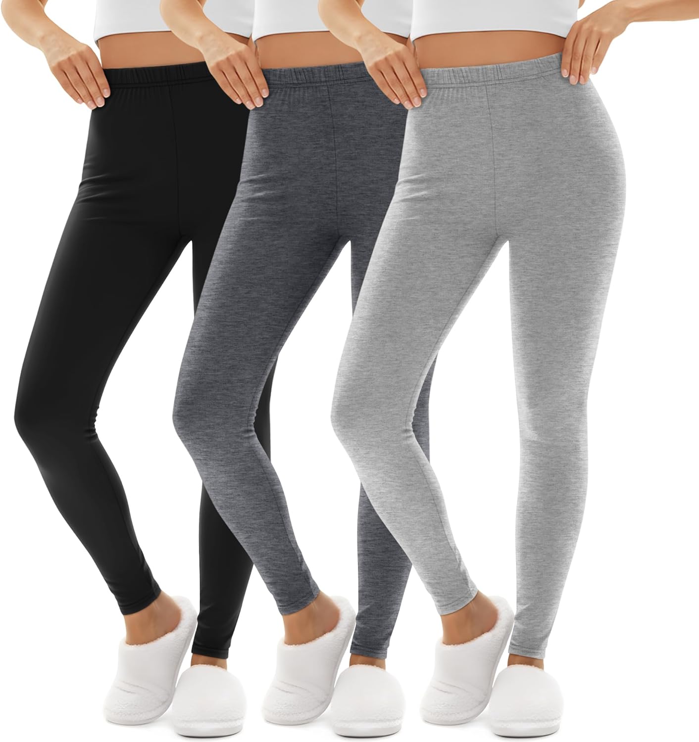 Oakgarden 3 Pack Women's Thermal Underwear Pants Base Layer Pants Lightweight High Waist Slim Fit Warm Soft Leggings Bottoms