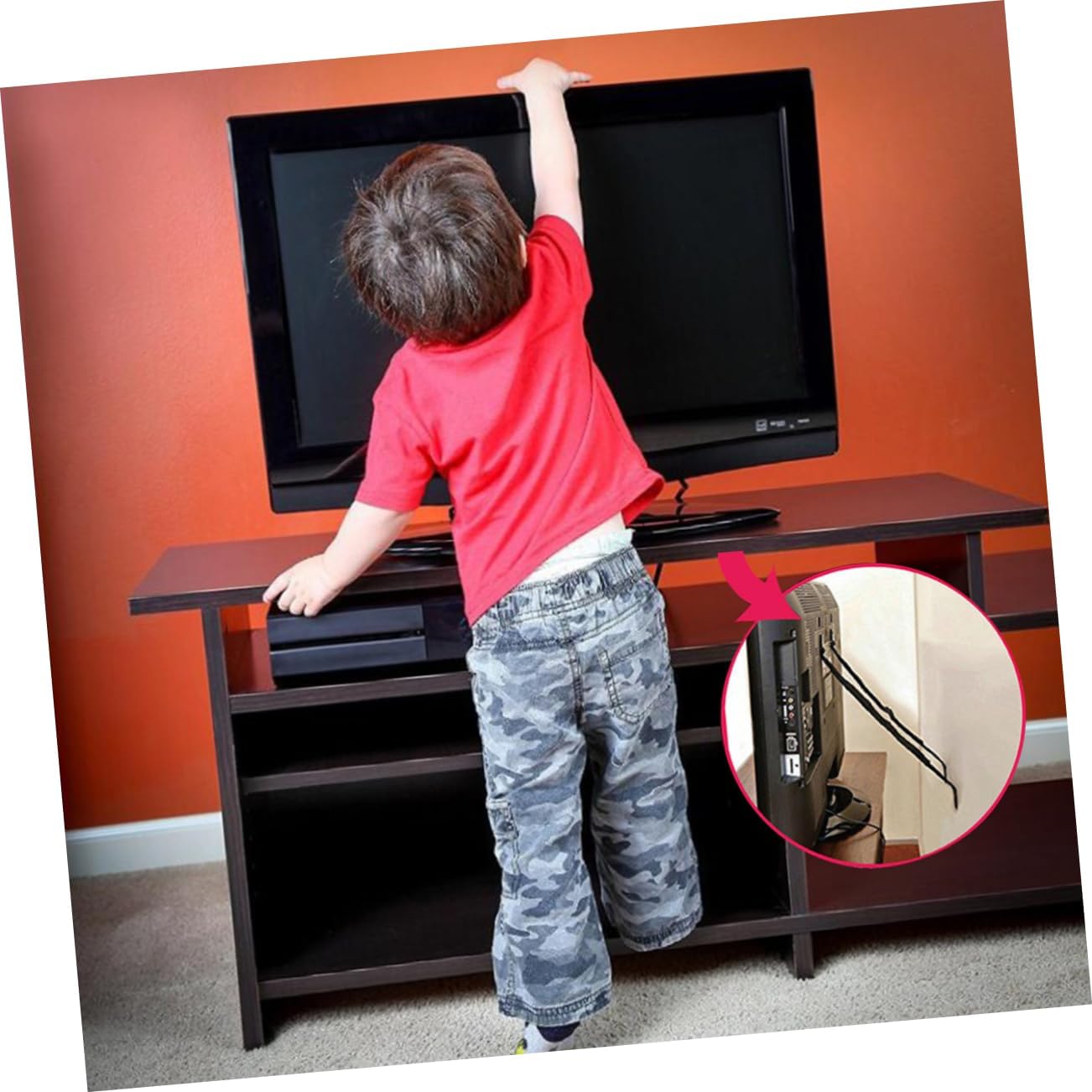 2pcs Furniture Anchors Safety Straps Tv Anchor Straps Babyproofing Kit Flat Screen Tv Dresser Bookcase
