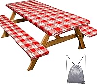 Vista 74 de Funda de mesa de picnic con fundas para bancos, elementos esenciales de camping, mantel de camping impermeable y a prueba de viento con bolsa