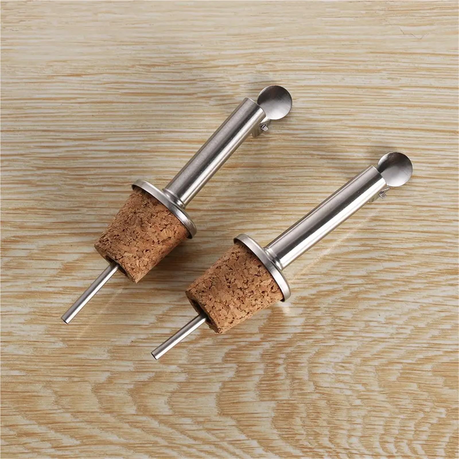 Bouchons à vin 30 pièces bouchon de liège en bois for bouteille bec verseur d'huile d' avec couvercle for accessoires bar for garder le champagne frais(Silver-Straight)