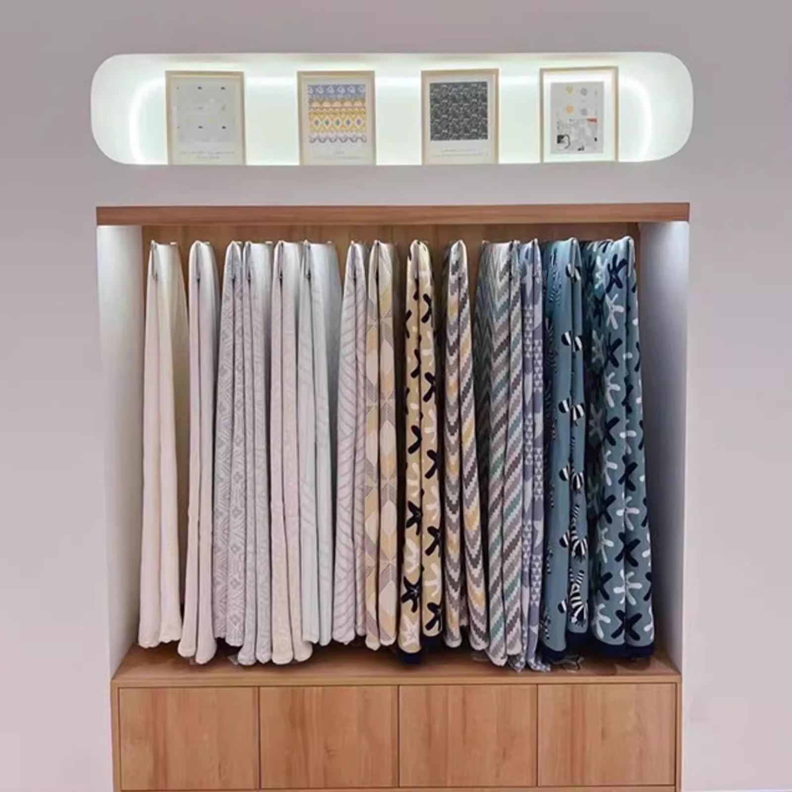 Estante para Colgar Textiles para el Hogar Montado en Pared, Estante Ajustable para Exhibición de Colchas con Ganchos Oscilantes, Soporte Organizador de Armario de Metal para Manta/Bufanda/Toalla de B