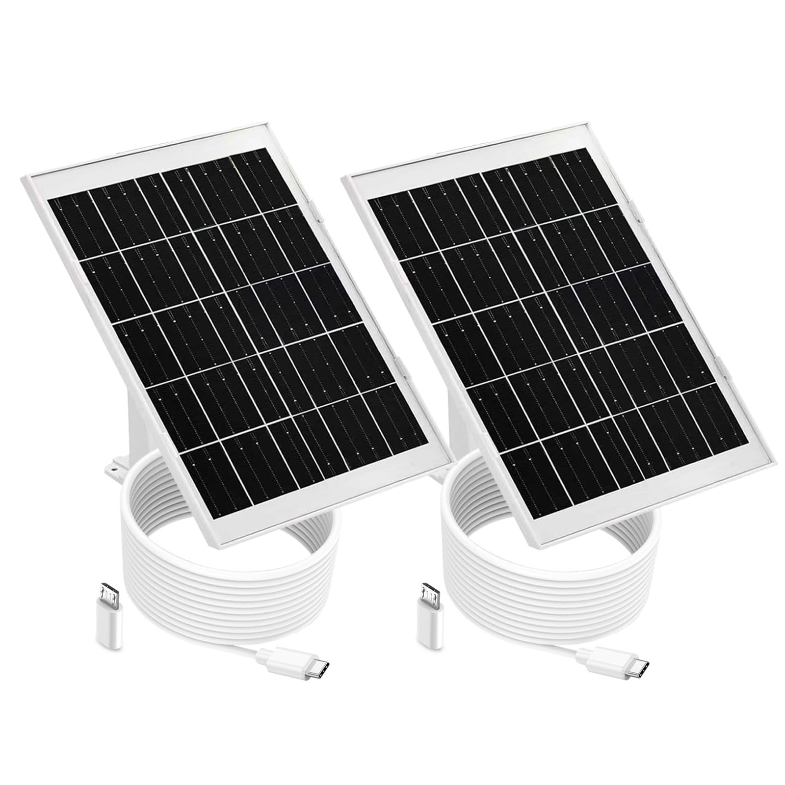 2 Pack 5V 8W Solar Panel Charger Fit for eufy Cam, eufyCam E/2 Pro/S4/S330/S3 Pro/C35/C37/E42, eufyCam 2C/2C Pro, SoloCam E20/E40/E42/E30/L20/L40/S40/S220/S340, or 4G LTE Starlight Camera USB C Cable