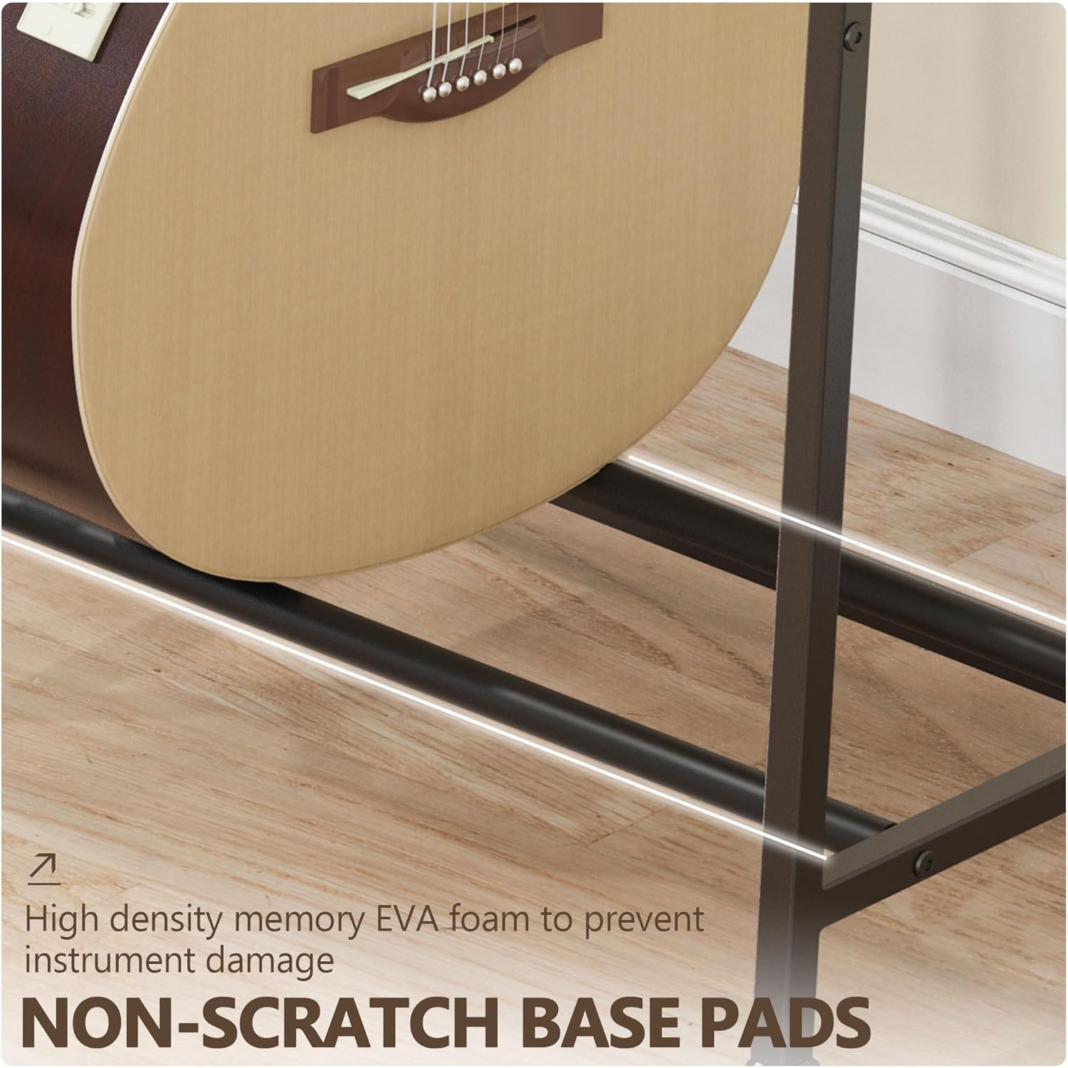 Supporto Chitarra a 2 Livelli per 5 - 7 Strumenti Chitarre Acustica Elettrica Bassi Ukulele Banjo con Ripiano ,multi Rack con imbottitura morbida per più Chitarre e Accessori Musicali