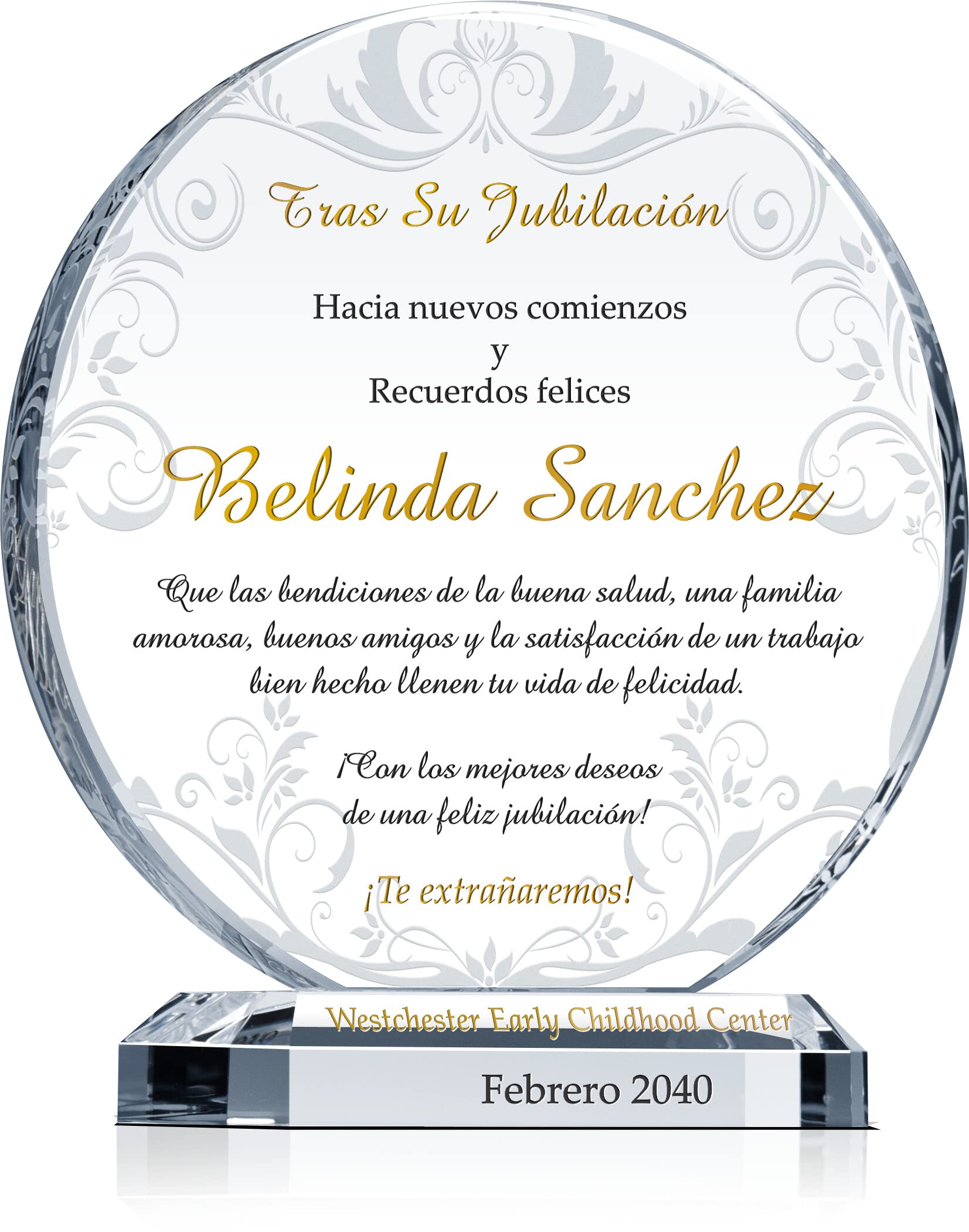 Placa de jubilación de empleado para hombre o mujer, personalizada con el nombre del empleado y de la empresa, premio único de jubilación para compañero de trabajo, colega y amigo (L - 8