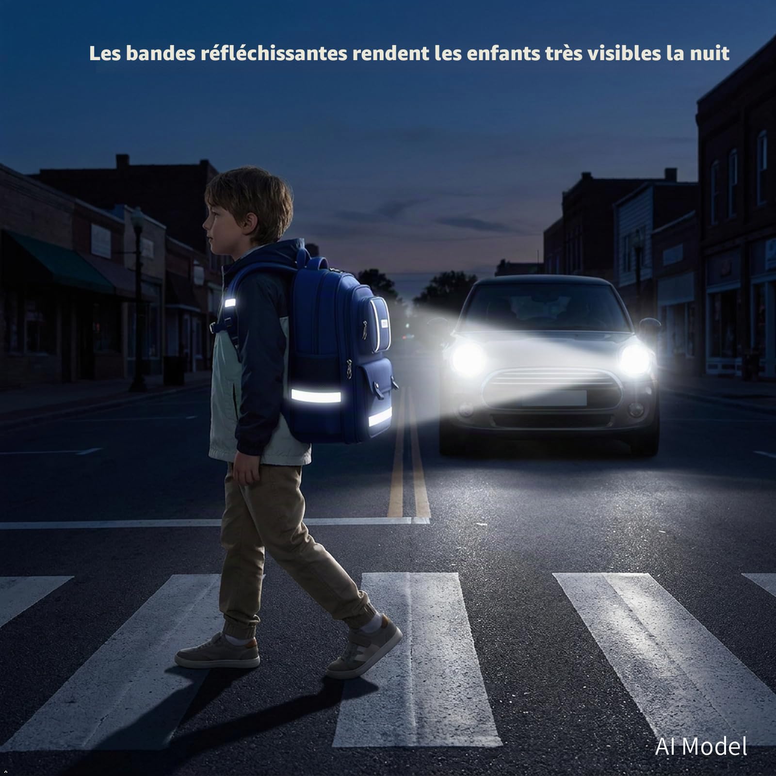 Cartable Scolaire Réfléchissant Sac à dos Garçon Fille 4-12 Ans