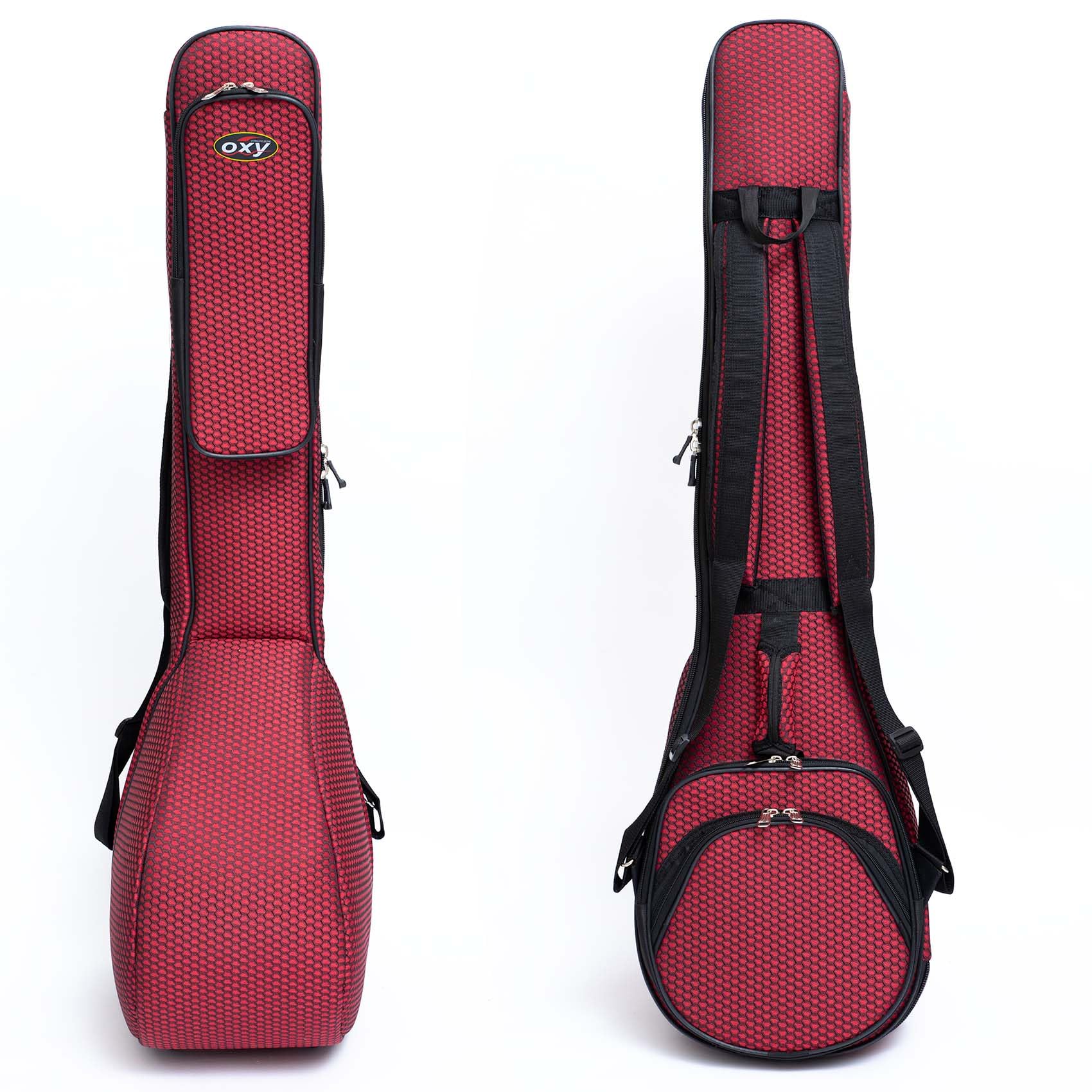 Short Saz Baglama Case OXY Padded Gigbag, Safe & Rigid Case Strong Zipper - Red