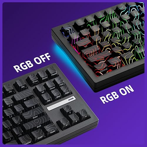 Miniatura 8 de ZORNHER ZH870 Teclado mecánico inalámbrico para juegos, 80% negro personalizado teclado de sonido cremoso con teclas topográficas negras iluminadas,