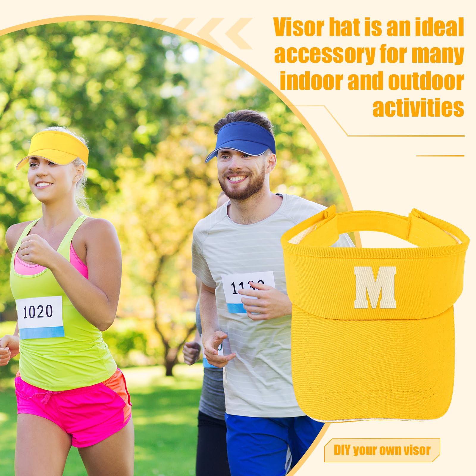 Lot de 24 visières en vrac pour femme - Chapeau de soleil - Protection UV - Pour le tennis, le baseball, le golf, jaune, Taille unique