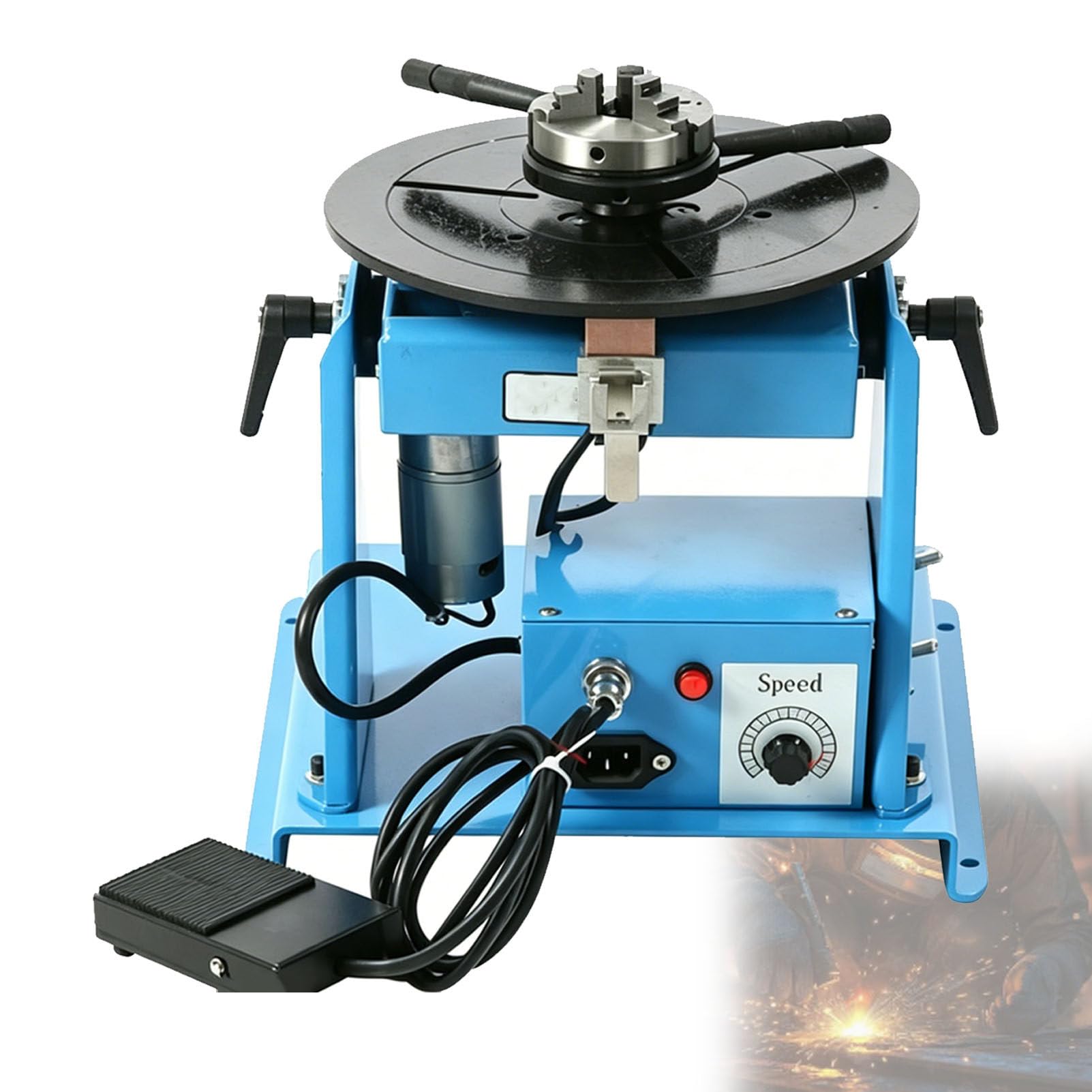 Pfps Multicolor 10Kg Rotary Welding Positioner, 90° Welding Rotary Table, 180Mm Turntable Table Welder Positioner With 65/80Mm Chuck, For Precision Cutting, Grinding 65Mmchuck