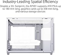 Vista 2 de ASUS Prime AP201 - Funda blanca para PC Micro ATX, diseño compacto de 33 litros, ventiladores preinstalados, panel de malla, paneles laterales sin