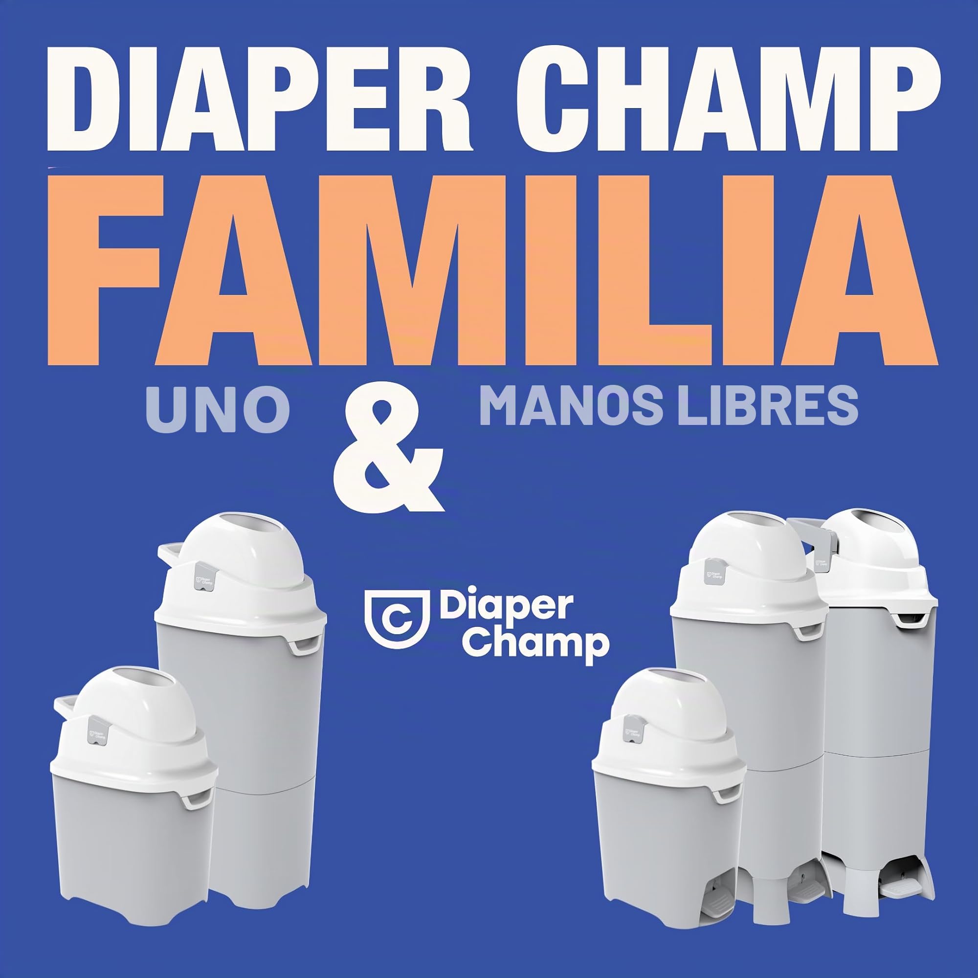 DiaperChamp Maxi Clay - Cubo de pañales inodoro - gran capacidad de hasta 60 pañales - use bolsas normales - ideal para varios niños en pañales, gemelos, guarderías, cuidadores de huéspedes