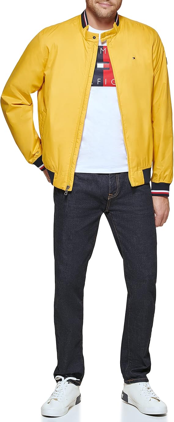 Tommy Hilfiger Men's Lightweight Varsity Rib Knit Bomber Jacket