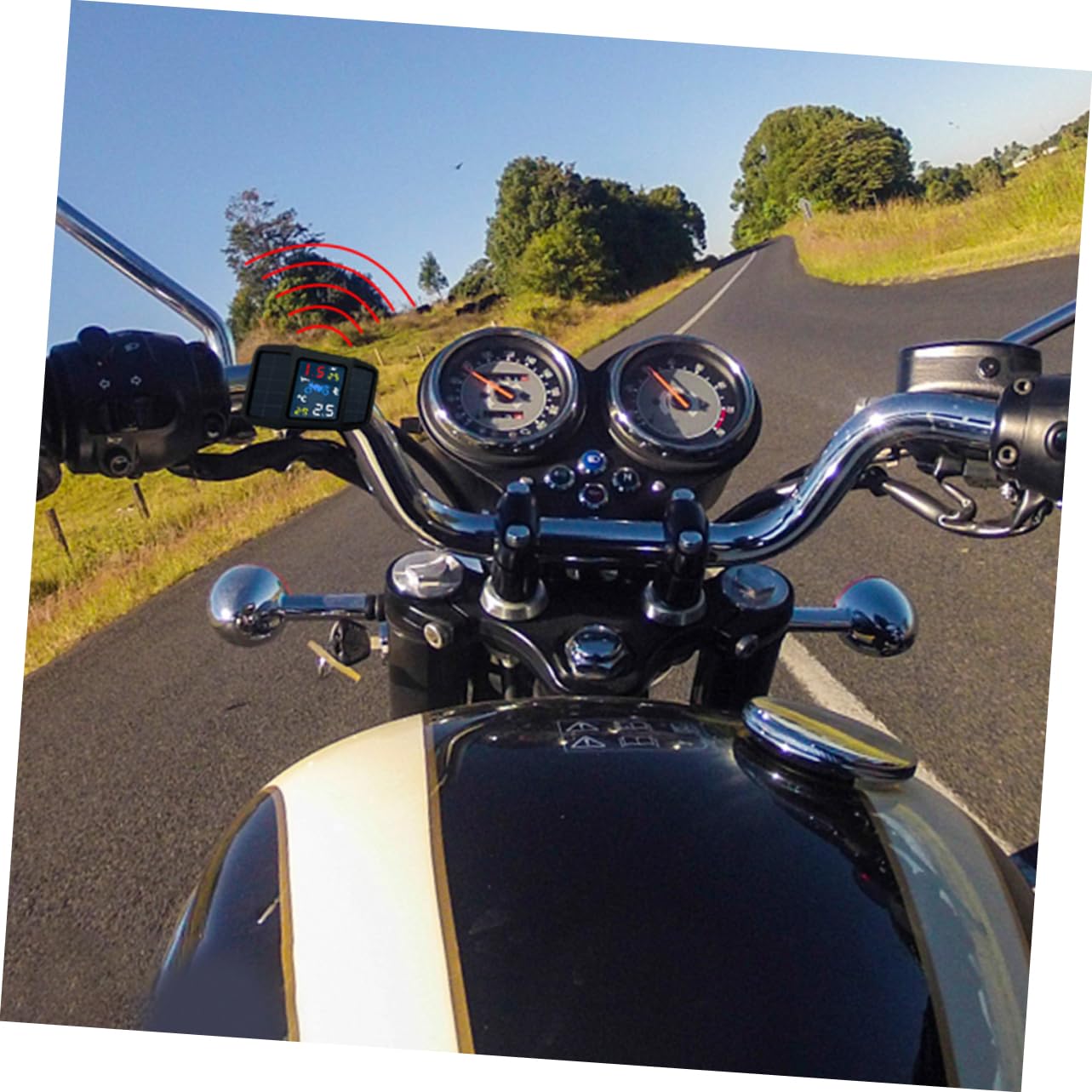 SOLUSTRE 1set Solar Motorcycle Tire Pressure Monitor Real Detection and Lightweight Design Accurate Tire Pressure Equipment for