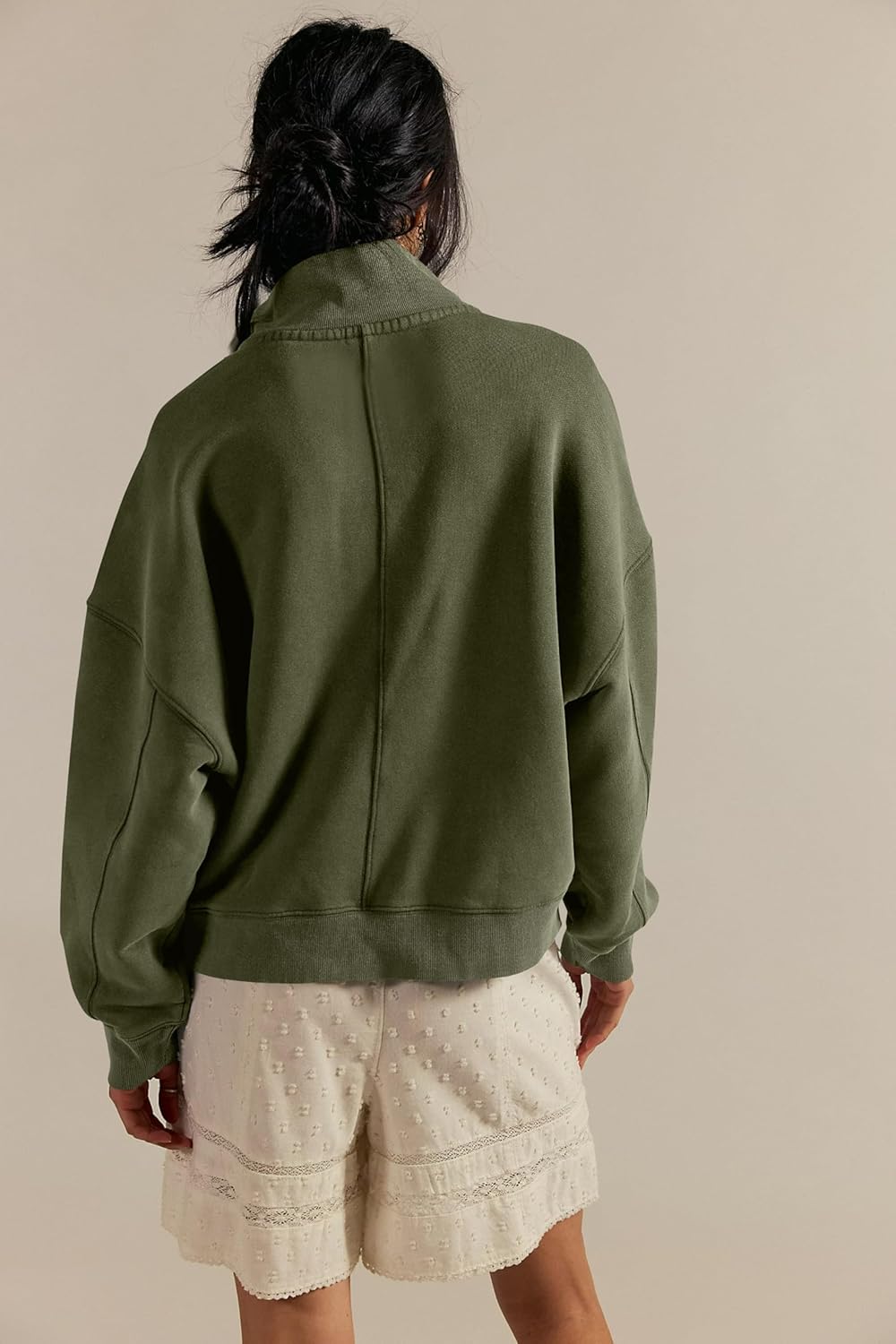 Women Button Mock Neck Sweatshirt Oversized Long Sleeve Henley Pullover Tops 2025 Fall Casual Teen Girls Outfits - Image 5