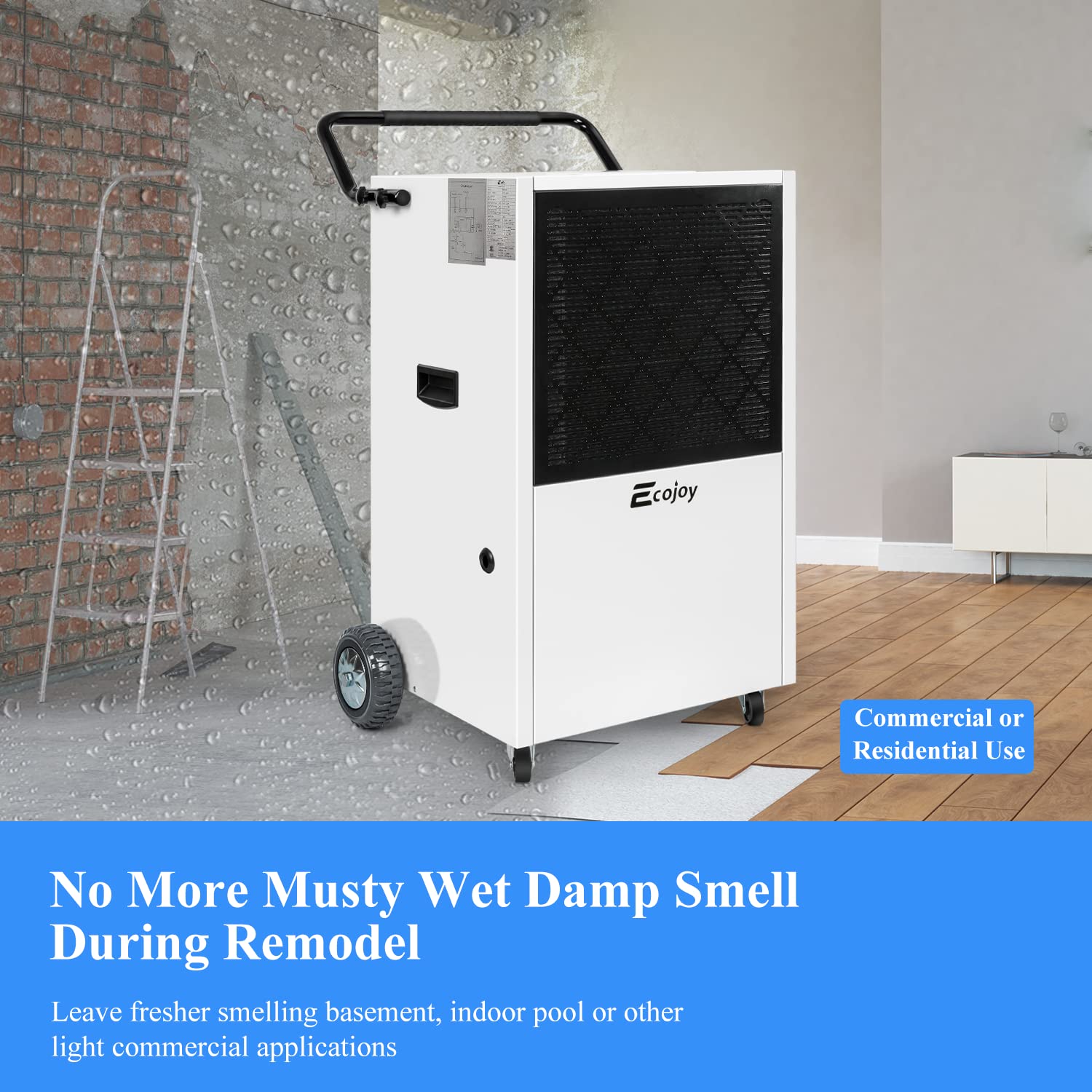 Buy 232 Pint Commercial Dehumidifiers for Basements with Drain Hose in Area up to 8000 Sq.Ft