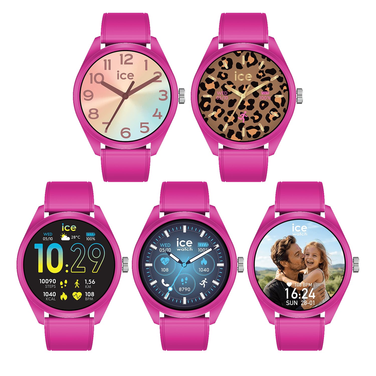 ICE-WATCH - Ice Smart Forever Magenta Pink - Montre connectée Rose avec Bracelet en Silicone - 026221 (1.32 Pouces / 42mm) - Smartwatch, Suivi des activités physiques et de la santé