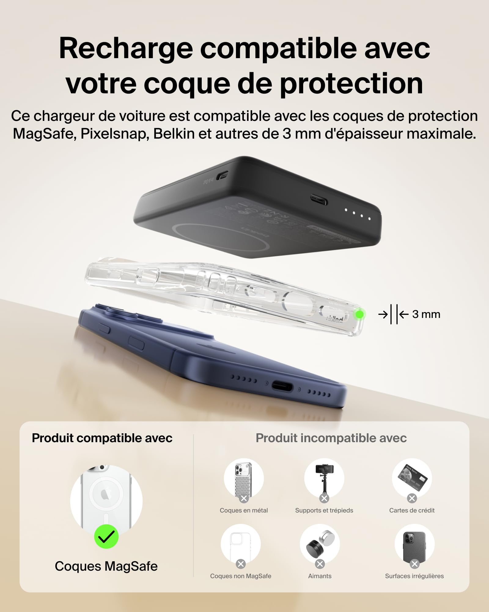 Belkin BoostCharge Batterie Externe Magnétique 10 000 mAh - Noir