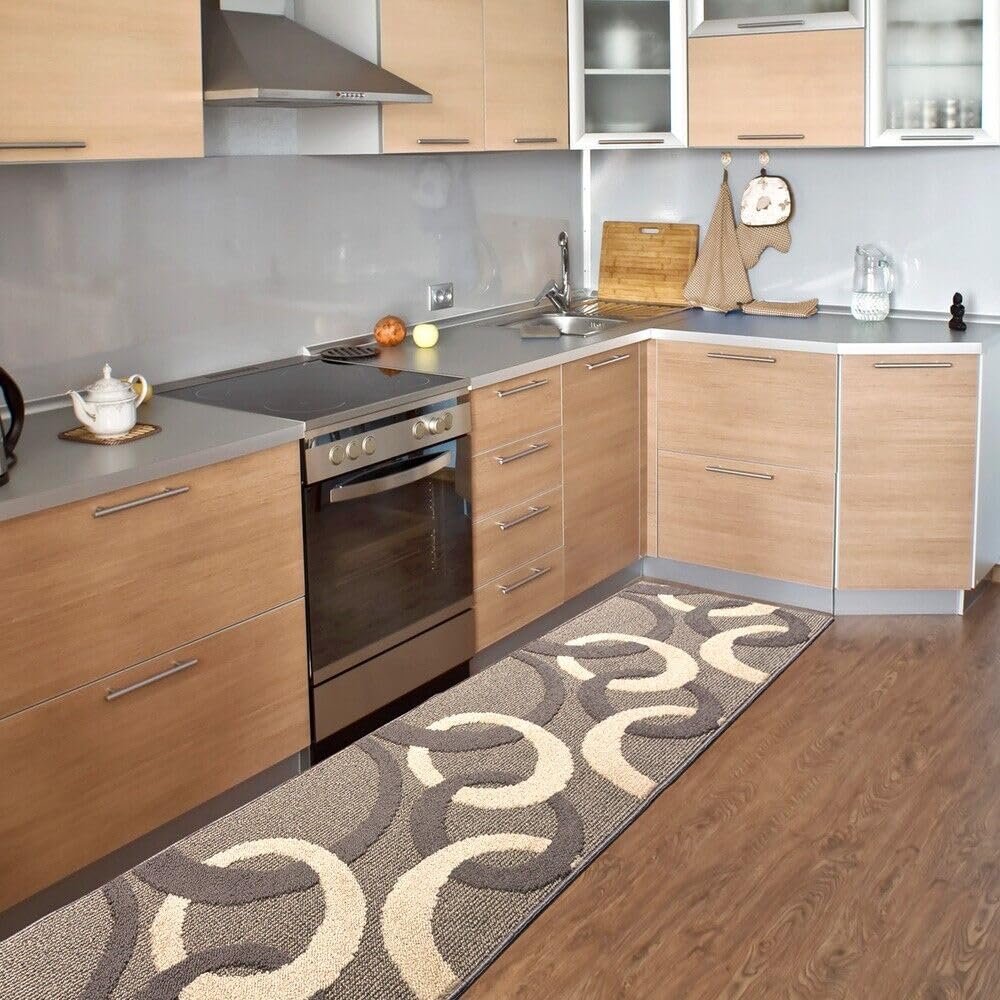 Tapis De Cuisine 50x90 Cm Losanges 3D Doux Bordé Moderne Coureur Antiderapant Bordeaux 91239162