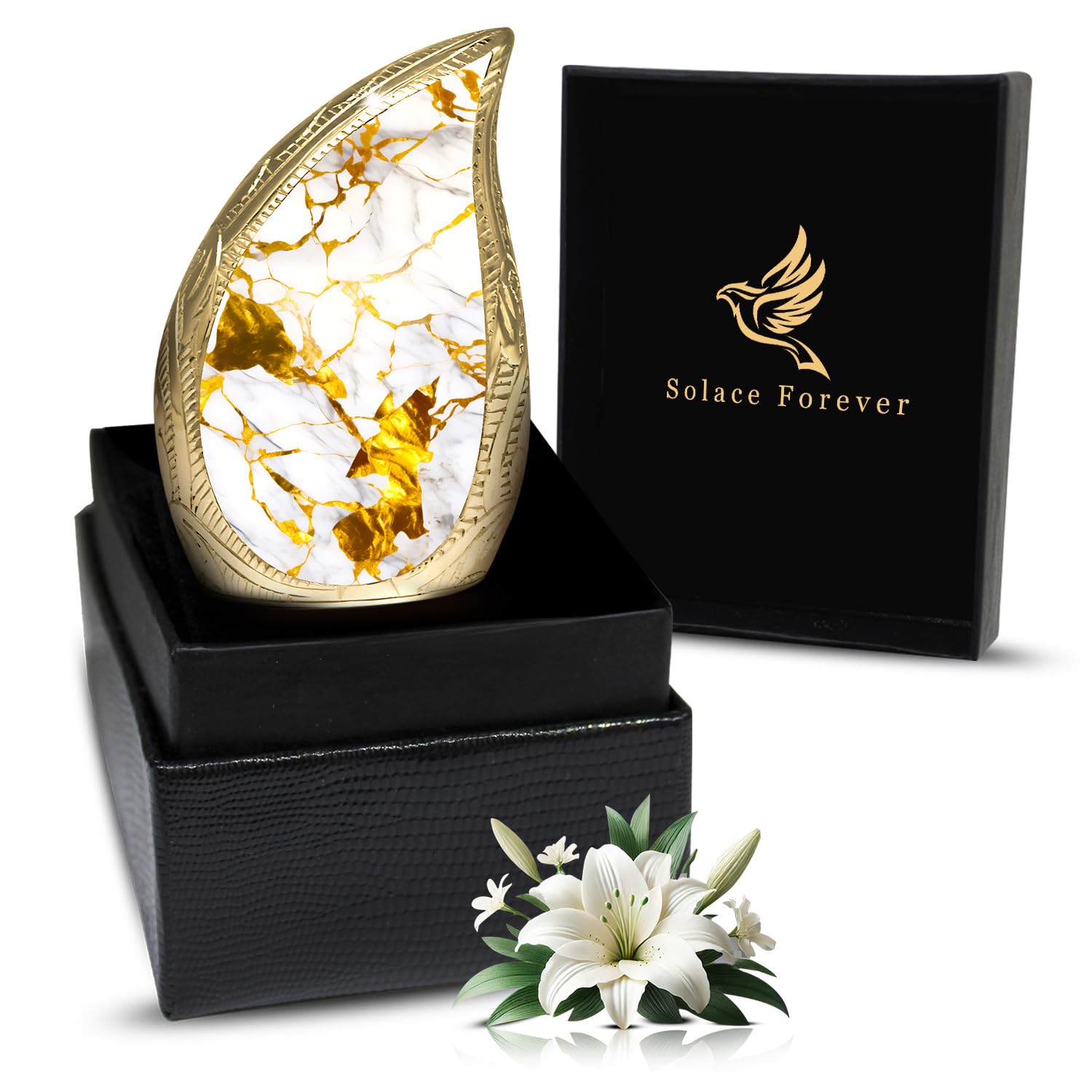 Teardrop Urn for Ashes for Women & Men - Cremation Urns for Human Ashes Adult Man - Honor Your Loved One with Memorial Urn for Ashes Adult Male (Golden, Small)