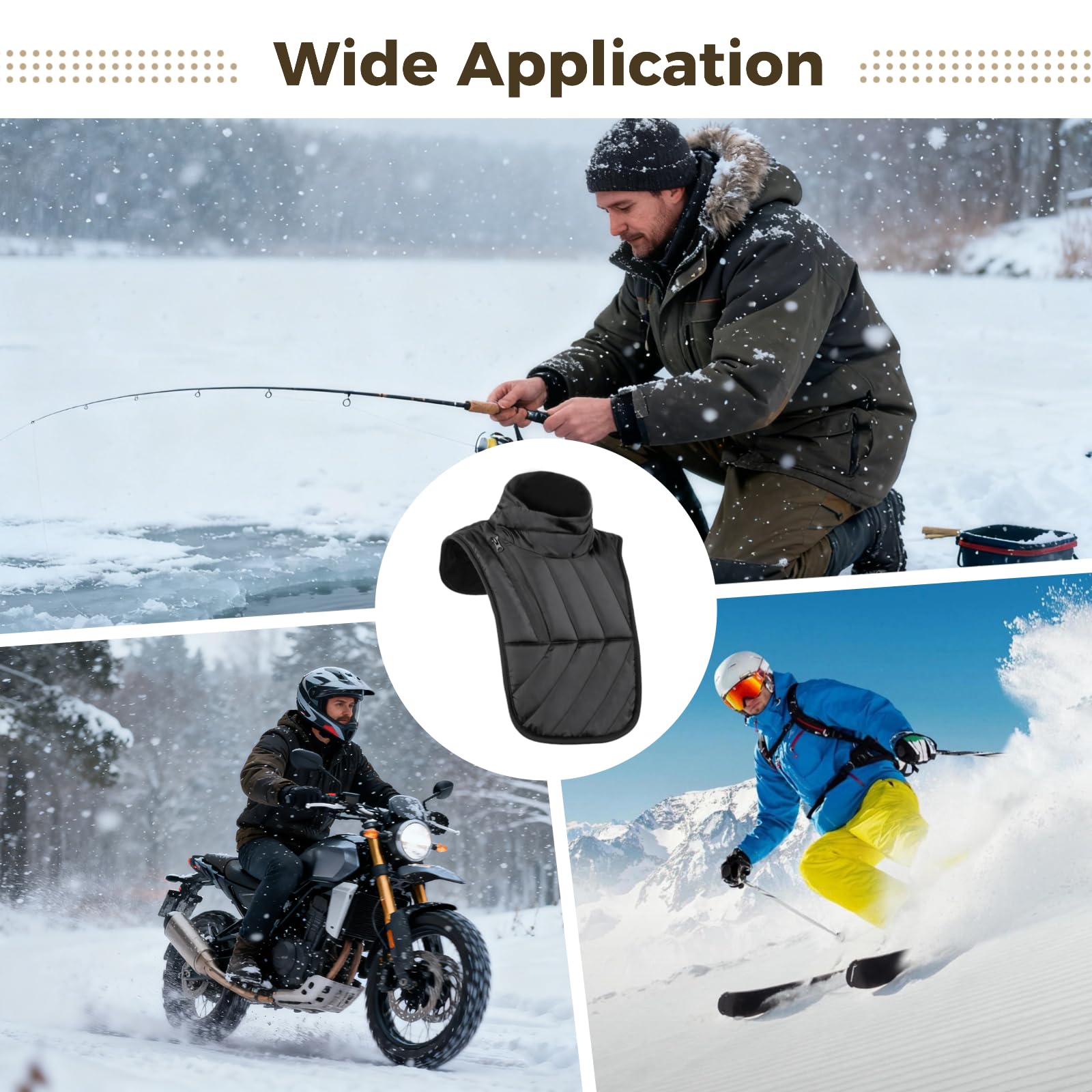 Generisch Motorrad Hals- und Brustwärmer, langer Halswärmer für Motorrad, winterlicher winddichter Nackenschal fürs Radfahren, mit Fleece gefüttert, wasserdichter Thermoschutz für Outdoor Aktivitäten