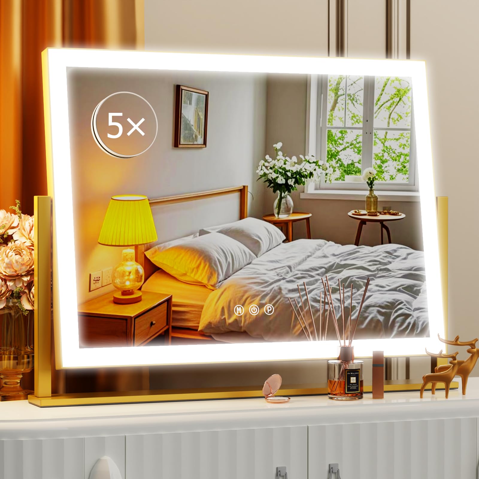 Gvnkvn Lighted Makeup Mirror with LED Lights and 10X Magnification