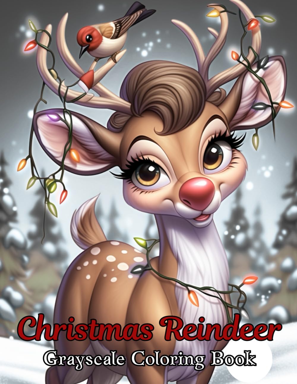 Christmas Reindeer: Grayscale Coloring Book: Detailed Grayscale Christmas Coloring Book for Adults