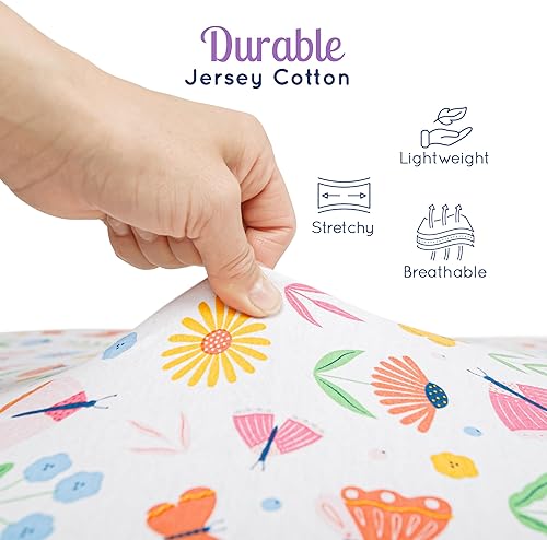 Miniatura 22 de GROW WILD Sábanas bajeras ajustables para cuna de unicornio y arcoíris para niña (paquete de 3), sábana bajera de algodón de jersey suave, colchón