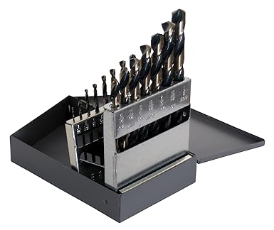 Cle-line C18124 Style 1878 High Speed Steel 135? Heavy-Duty Jobber Length Drill Set, Black and Gold Finish, 1/16