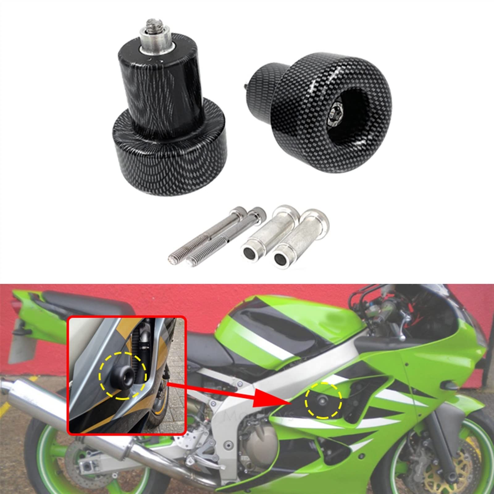 Rollerzubehör Motorrad Sturzpads Sturzschutz für Kawasaki für Ninja ZX-6R ZX-9R ZX-12R (Color : 2)