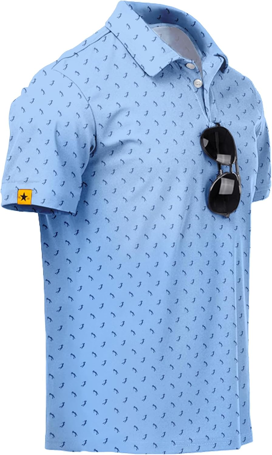 ZITY Mens Golf Polo Shirts Short Sleeve UPF 50+ Performance Moisture Wicking Print Pattern Casual Collared Golf Shirt for Men