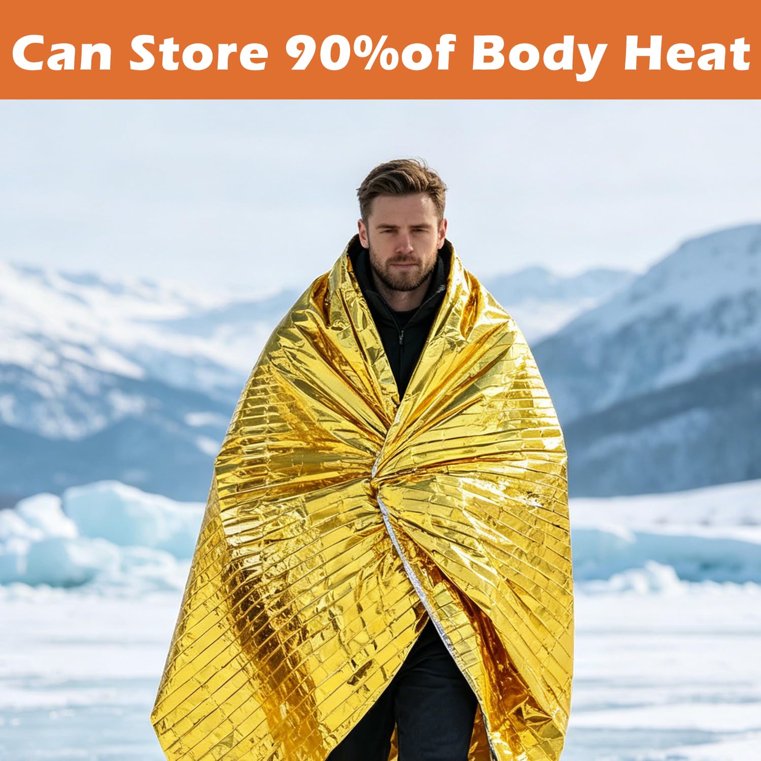 3X Manta Térmica Supervivencia – Manta Térmica Oro/Plata, 210x160cm,Térmicas de Supervivencia de Emergencia,Compacta