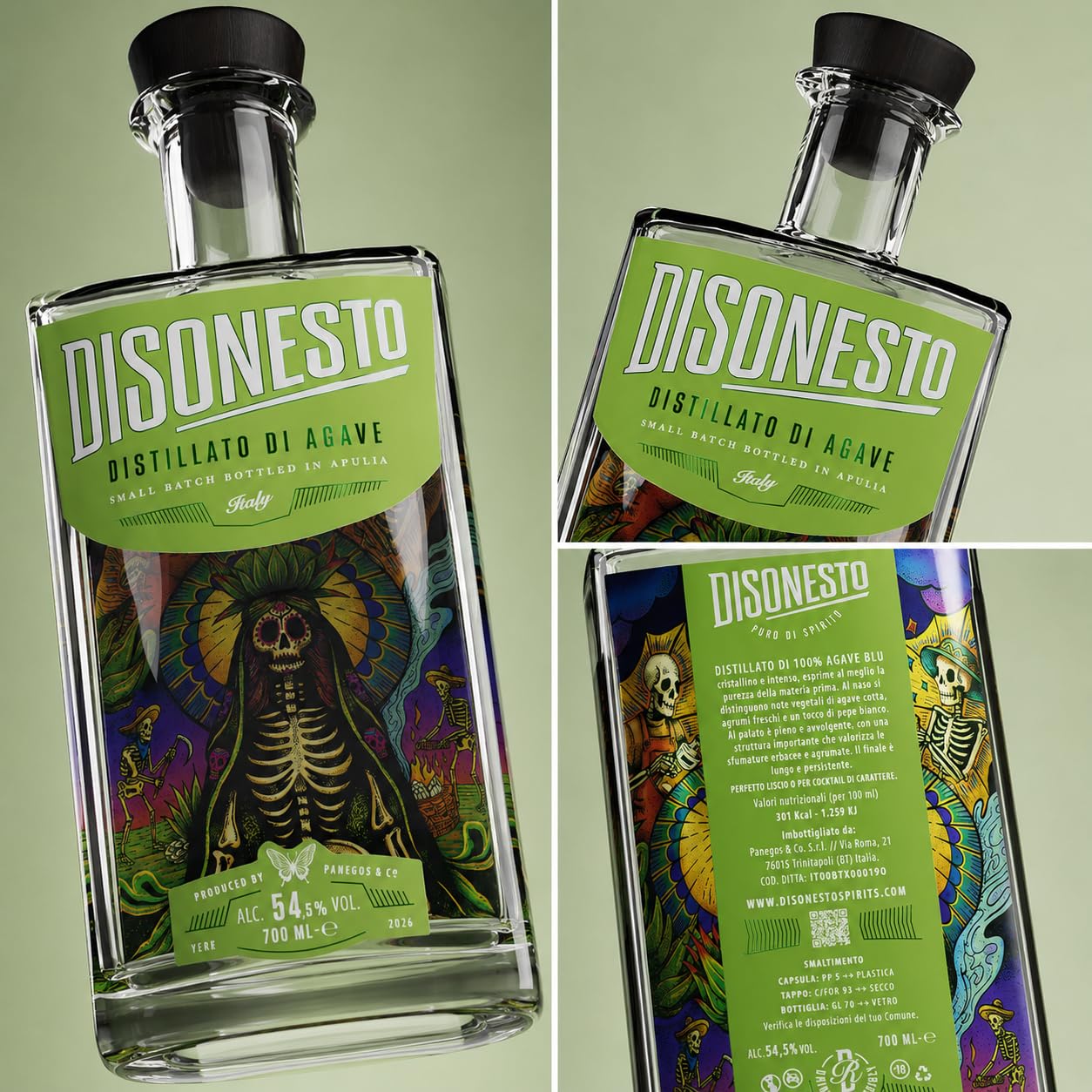 DIS_ONESTO Distillato di Agave 70cl Vol. 54,5% 100% Agave Blu