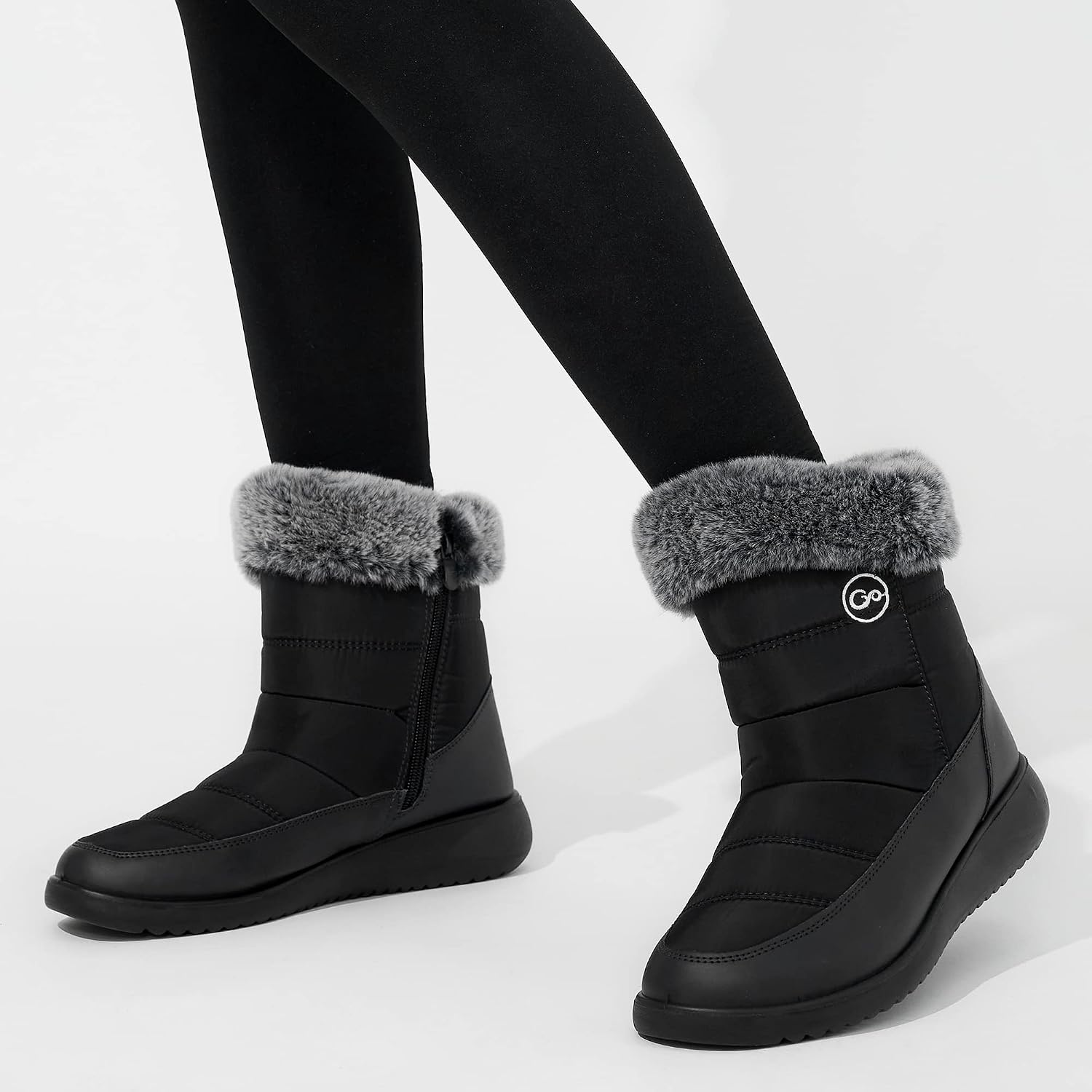 Aomigoct Women Winter Snow Boots Waterproof: Warm Mid Calf Boots for Women with Fur Lined - Comfortable Outdoor Slip On Booties Anti-Slip