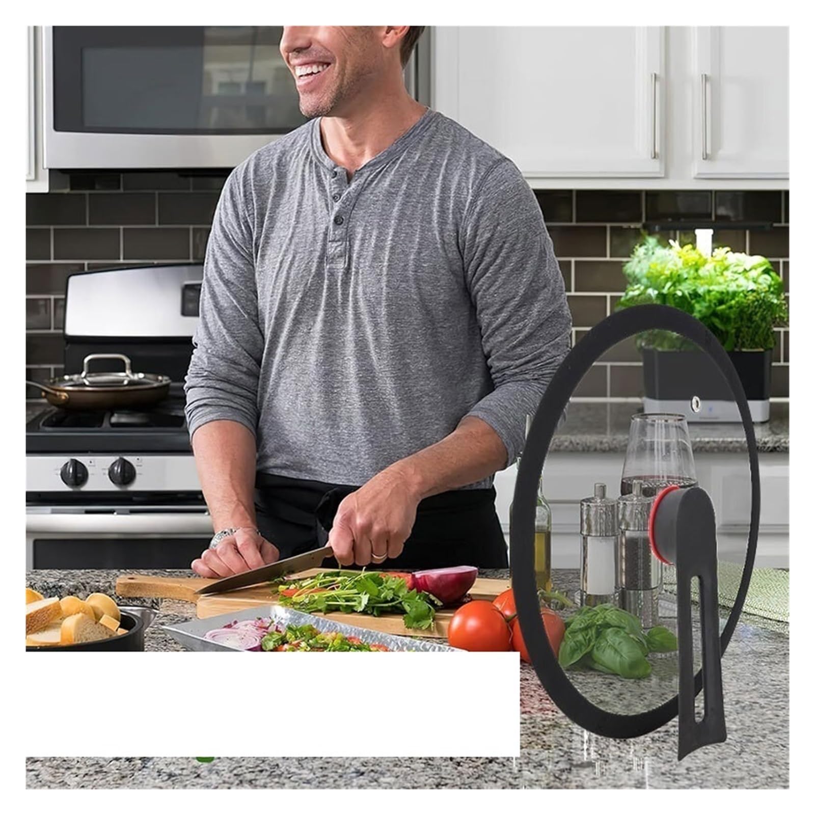 Tapas Universales For Ollas Y Sartenes De 24-32cm, Soporte Vertical, Tapas For Ollas, Tapa De Repuesto De Silicona, Cubierta Superior De Vidrio(30cm Black)