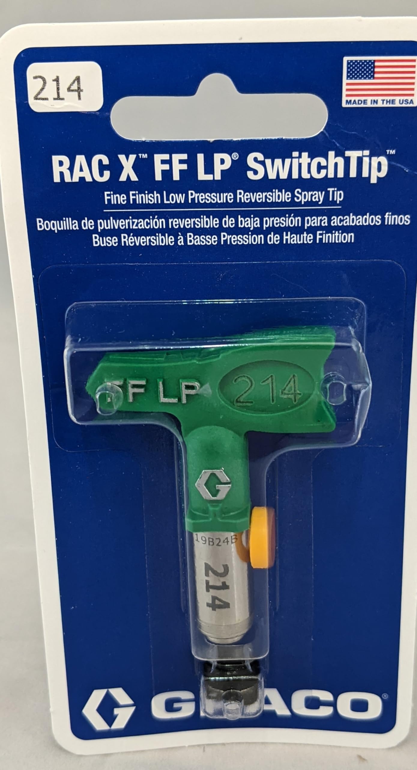 Buse pour Pistolet airless Graco FFLP 214, Jet de 10 à 15 cm, Orifice de 0,014 Pouce, Embout réversible