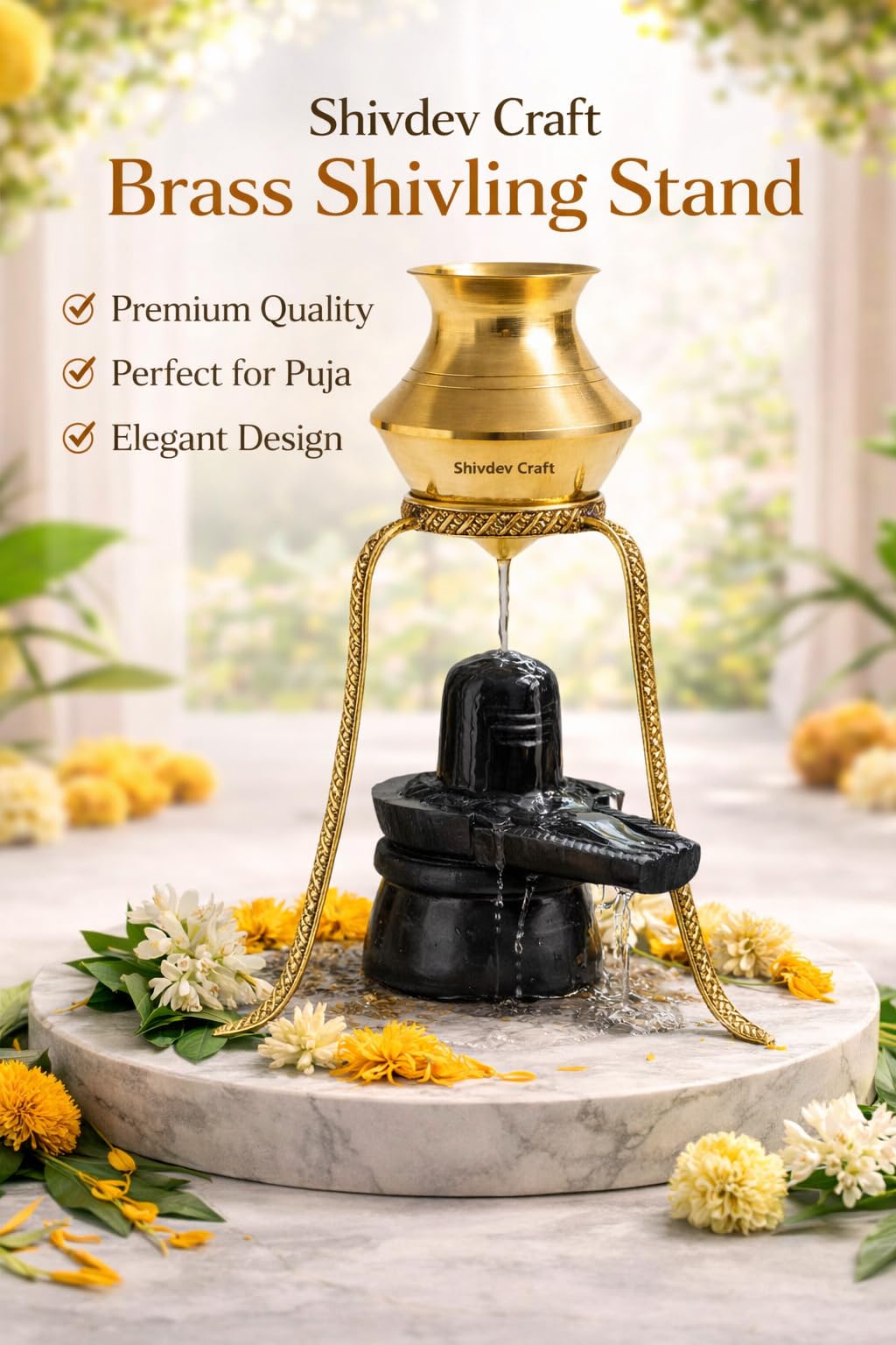 Brass Shivling Stand - Jalabhishek Set for Pooja -7