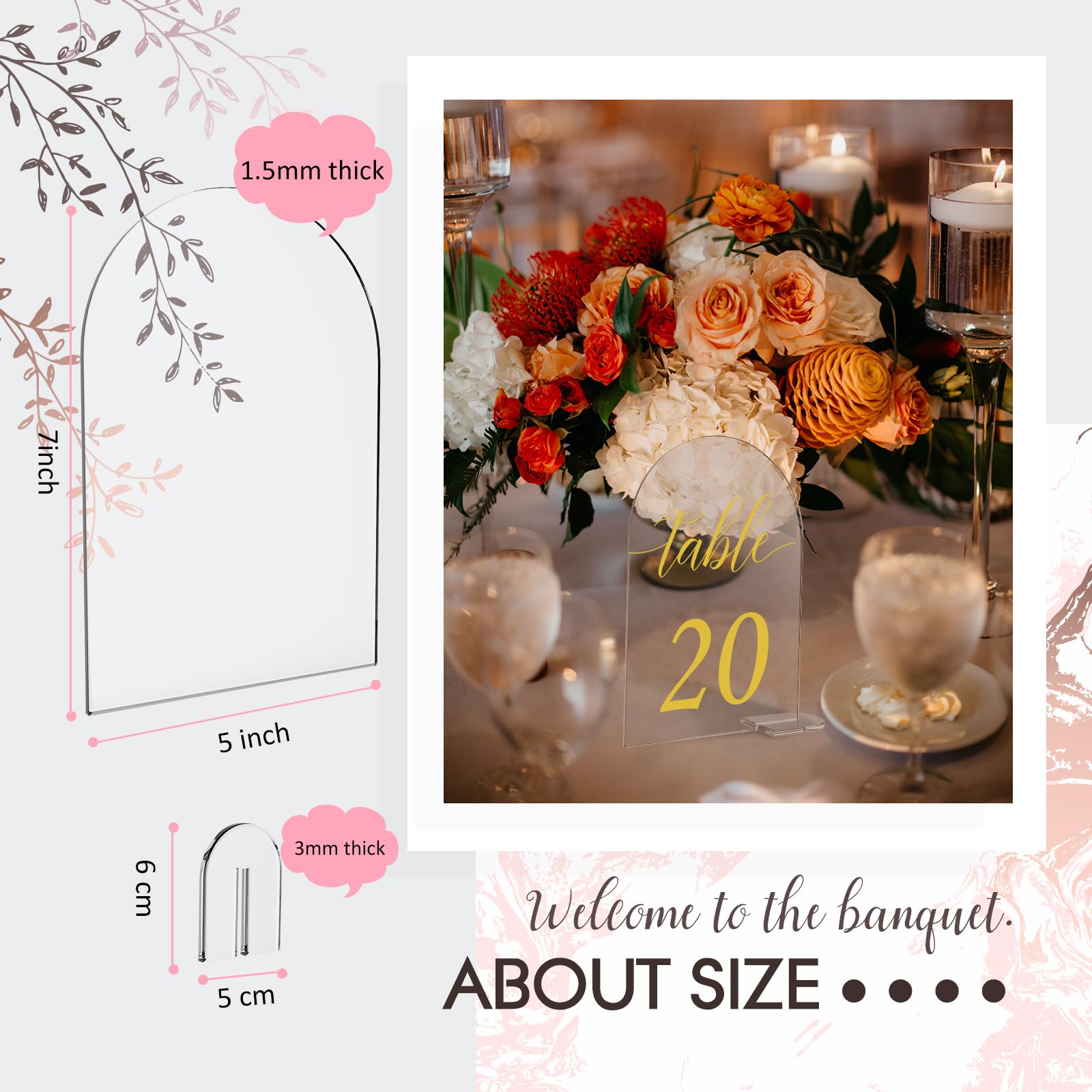 30 Sets Bogen Acrylschild Gold bedruckt 1-30 Tischschilder mit Ständer, Kalligraphie, transparenter Tischnummernständer für Hochzeit, Empfang, Veranstaltung, Party, Restaurant, Tafelaufsatz