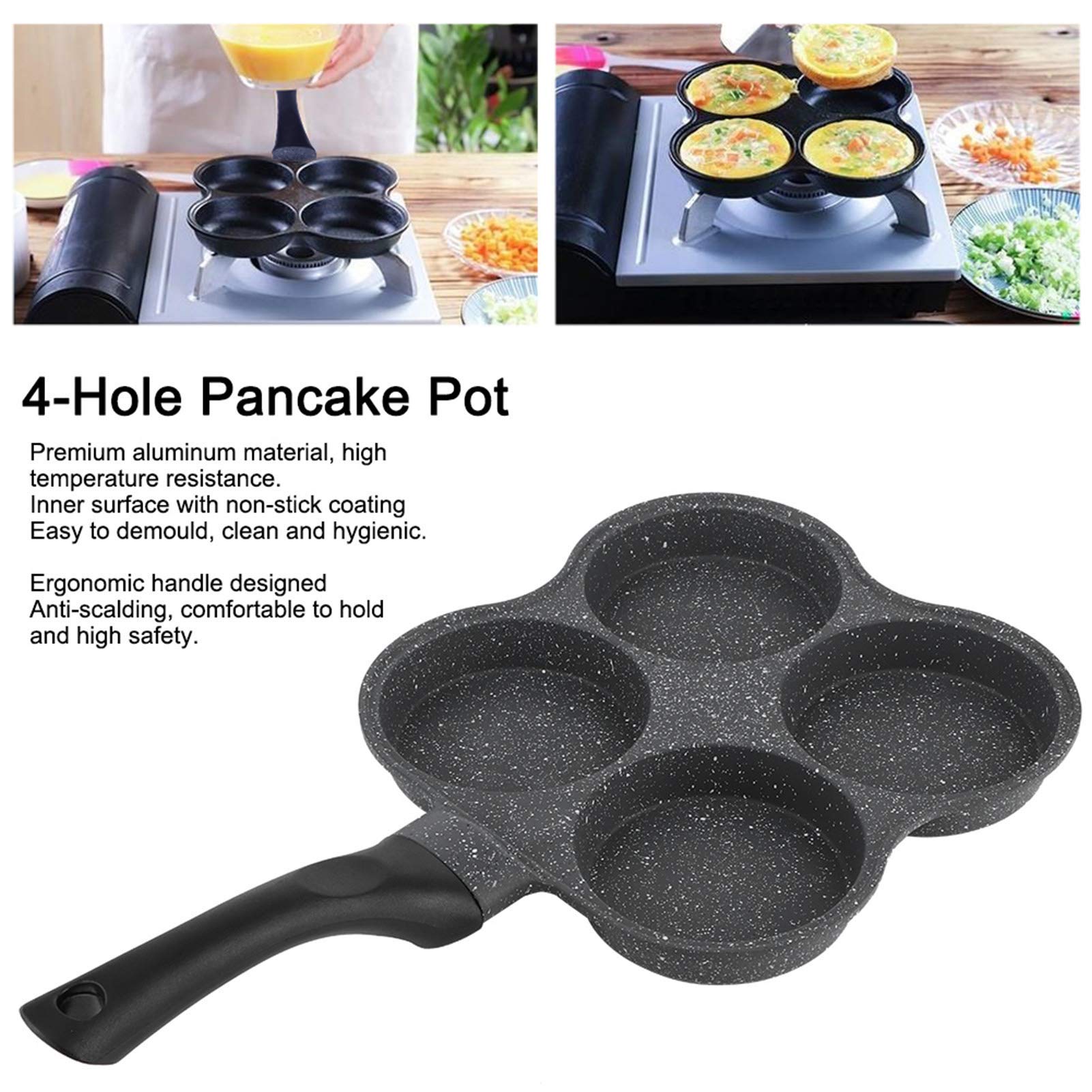Non-Stick Frying Pan with 4 Hole Pancake Pan Fried Egg Burger Pan Electric ceramic cooker…