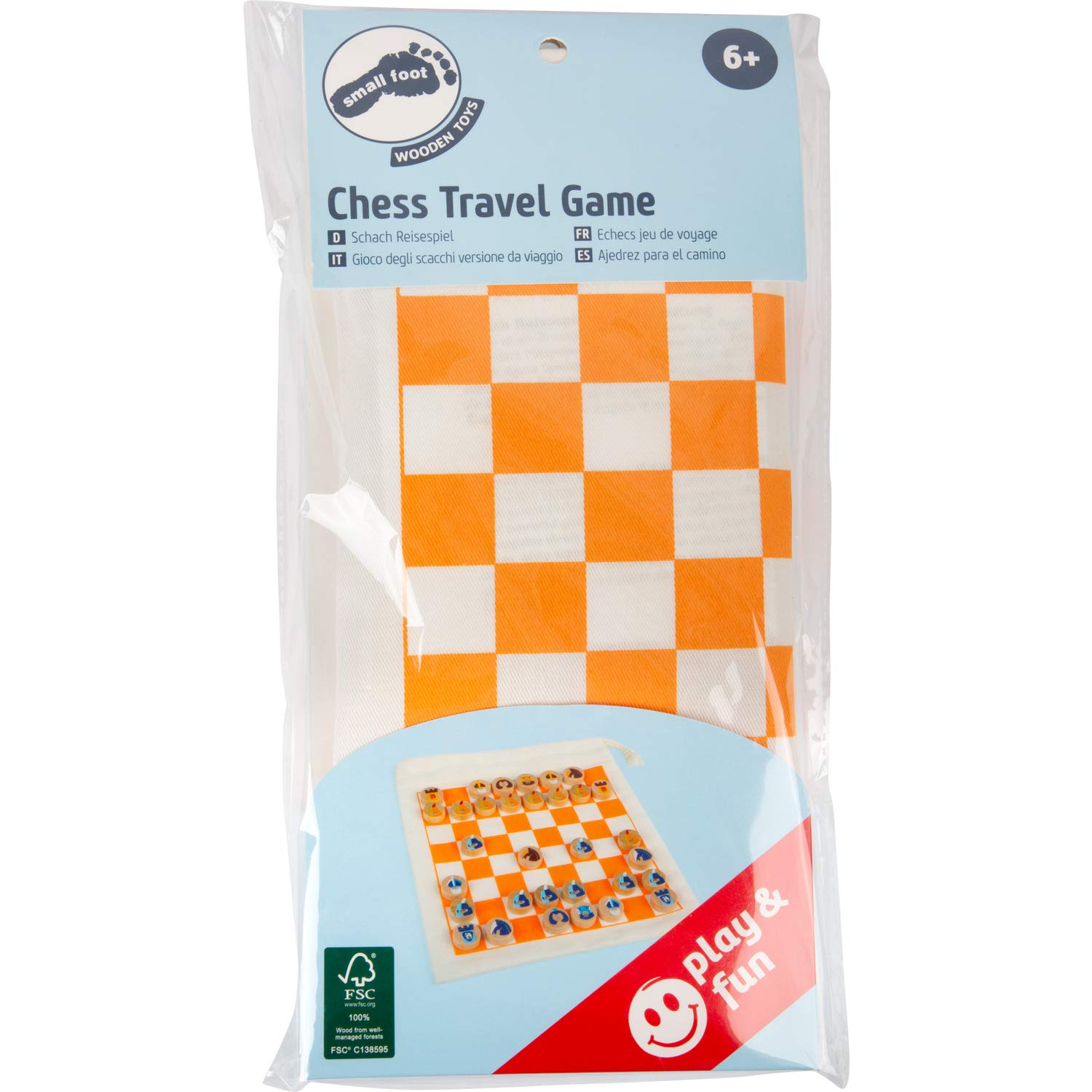 Small Foot 12021 Chess Travel Game, FSC 100% Certified, with Practical Bag for Transport and Playing Area, Lady Game Also Possible Toy, Multi-Coloured - Image 3