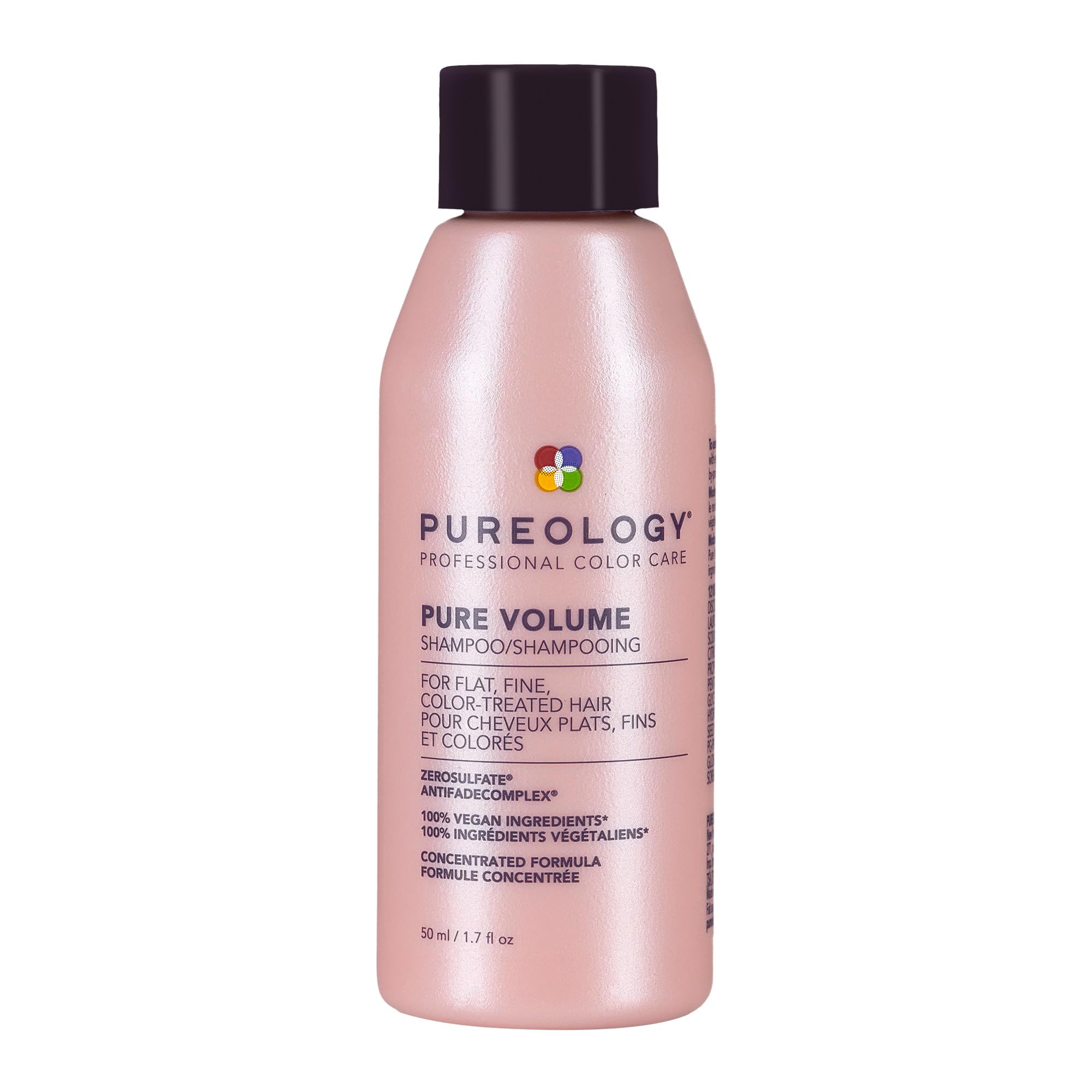 Pureology Pure Volume Shampoo - Enhances Volume and Movement, Lightweight Shampoo for Fine, Flat, Color Treated Hair, Sulfate-Free & Vegan, 1.7 Fl Oz